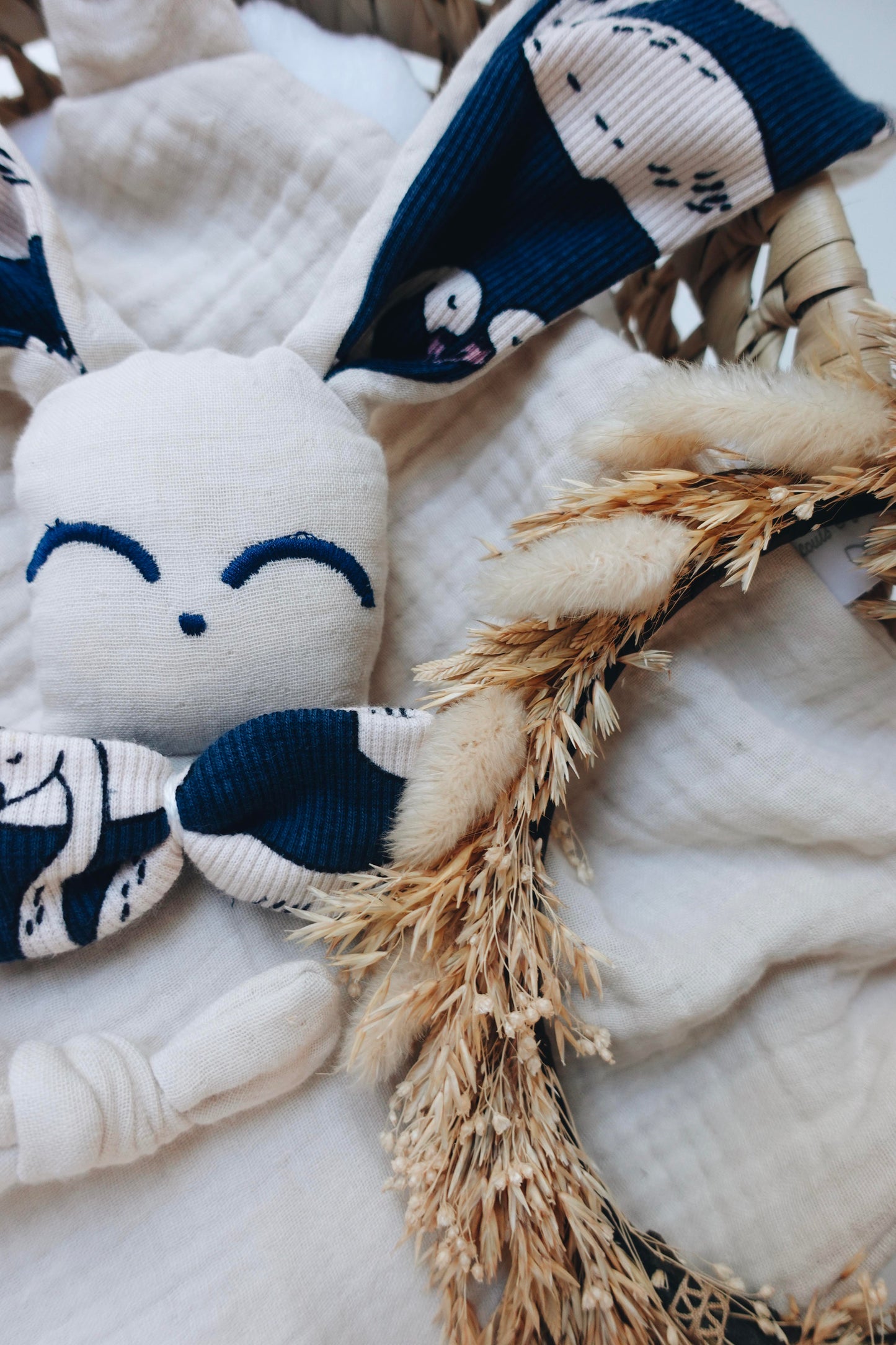 PROTOTYPE - Doudou Lange Câlin Noeuds - Blue Swan