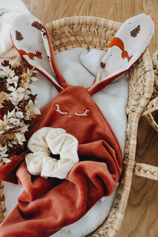PROTOTYPE - Doudou Velours Classique Noeuds - Ecureuil