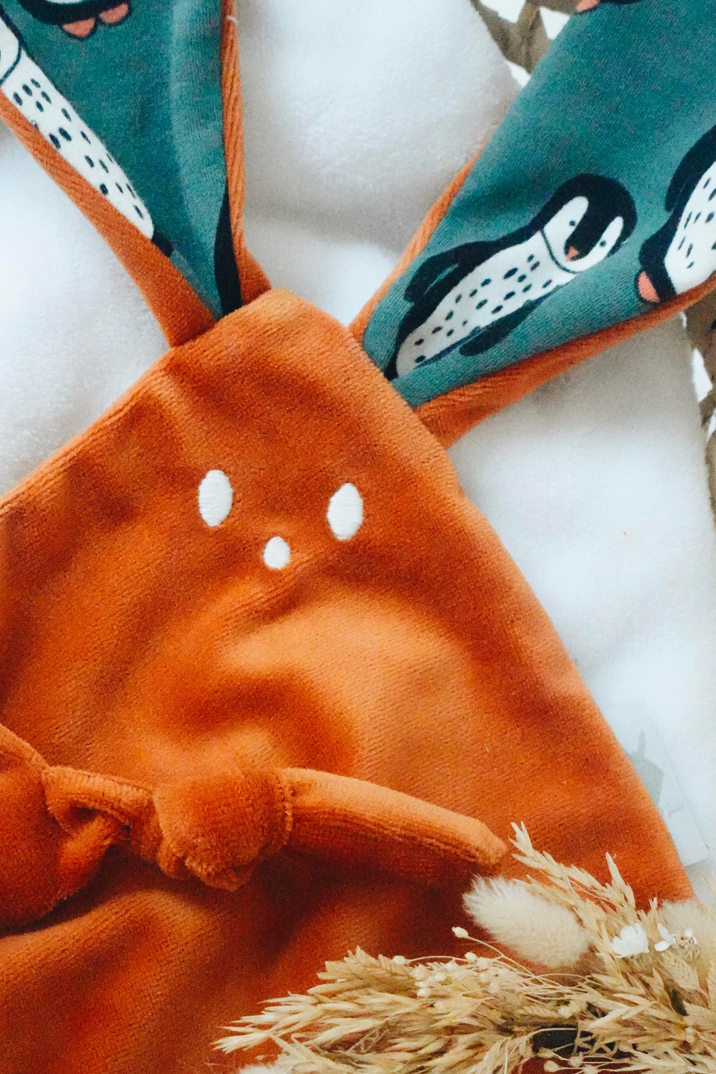 PROTOTYPE - Doudou Velours Mini Noeuds - Pingouins