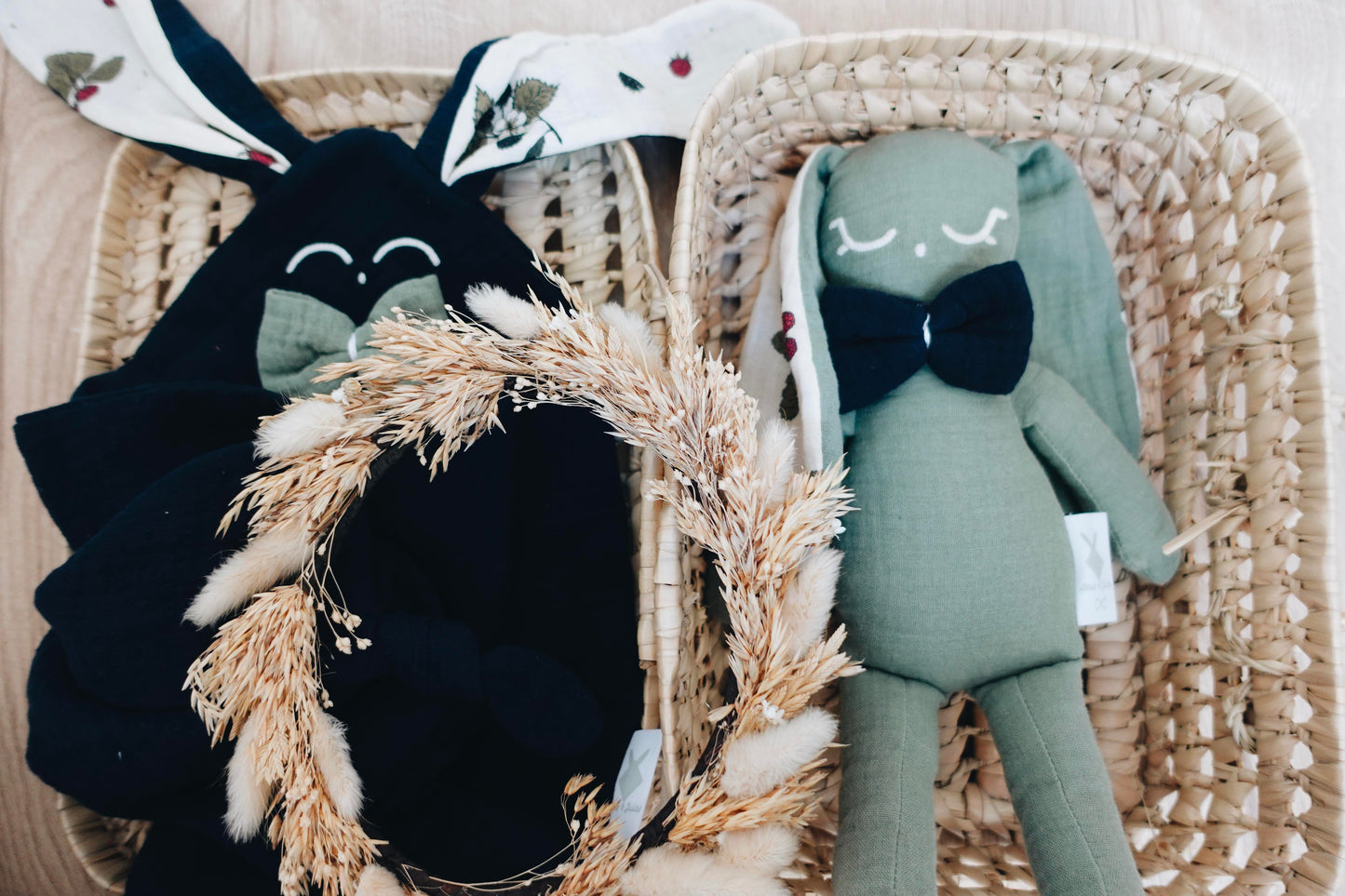 Doudou Lange Cocooning Noeuds - Roses d'Automne