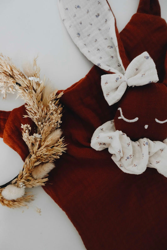 PROTOTYPE - Doudou Lange Câlin Noeuds - Blue Leaves