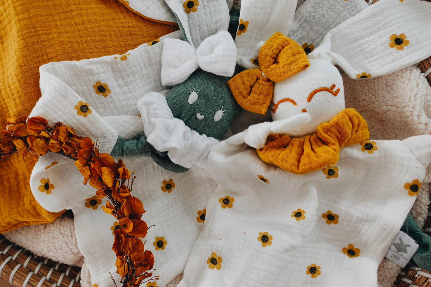 Doudou Lange Câlin Noeuds - Yellow Daisies