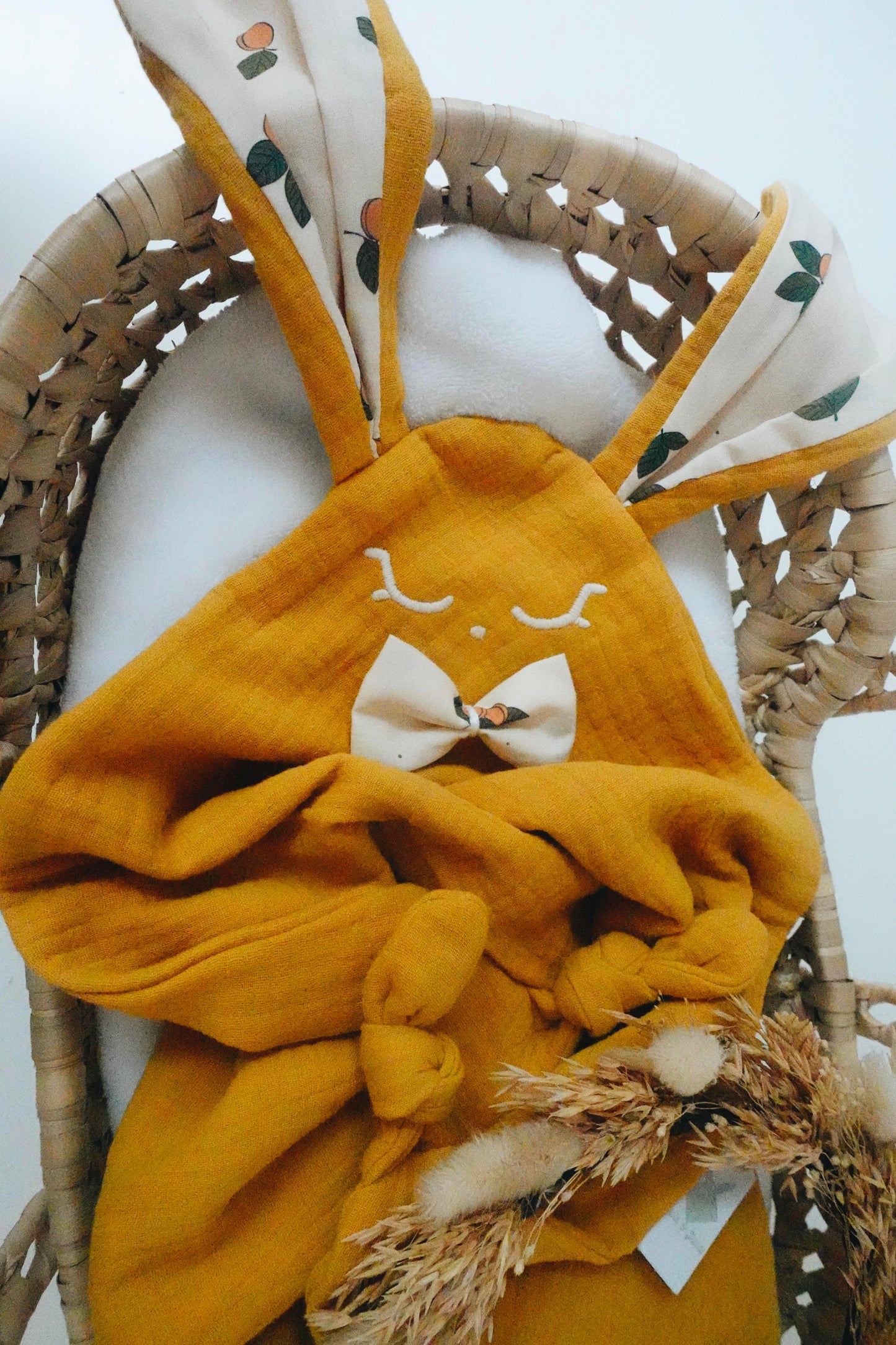 Doudou Lange Cocooning Noeuds - Crème d'Abricots