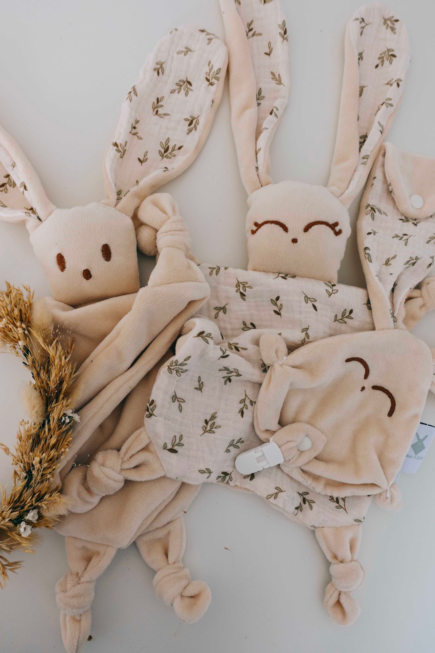 Attache-tétine Velours - Petit Feuillage