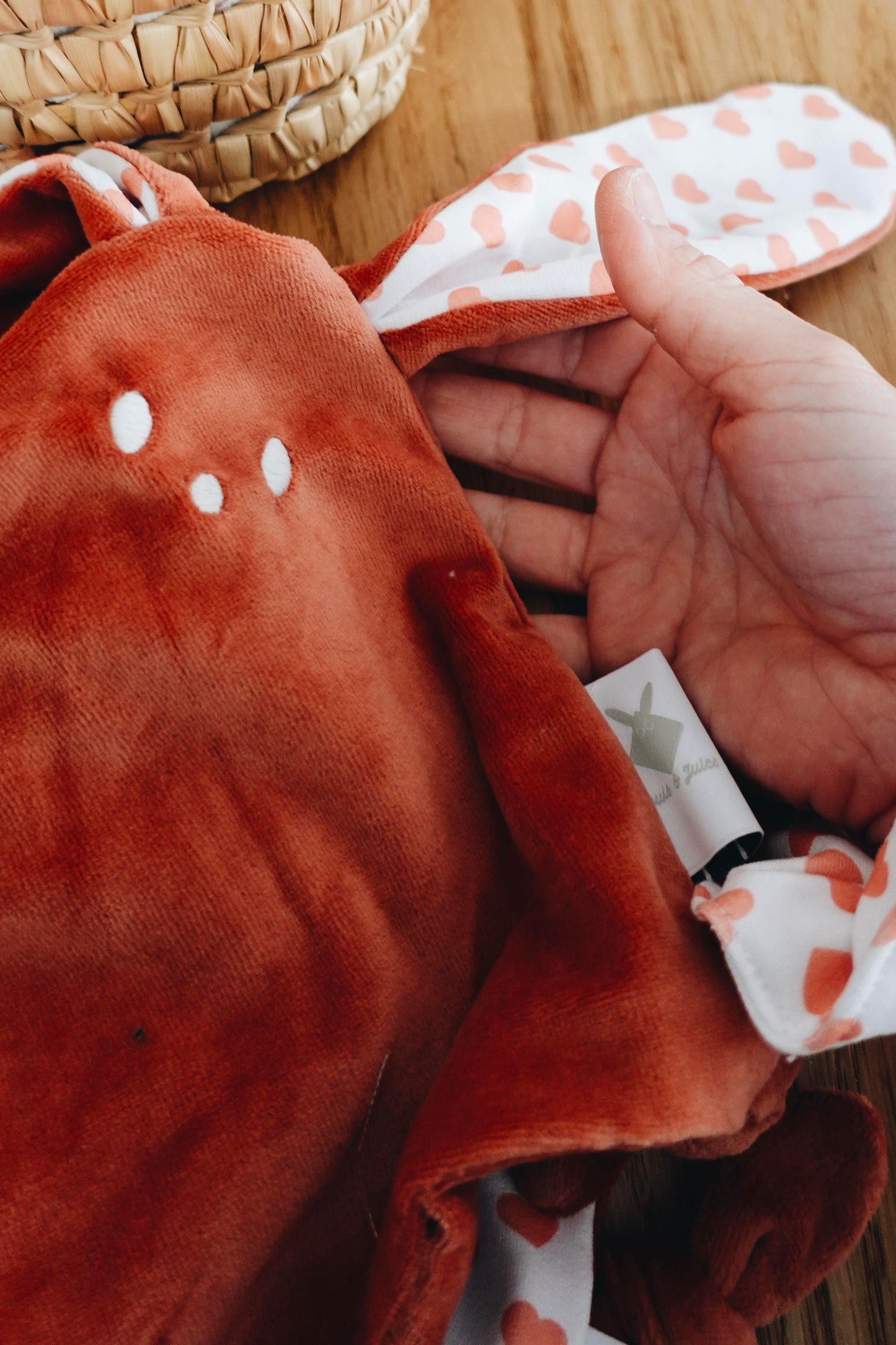 Doudou Velours Mini Noeuds - Coeurs