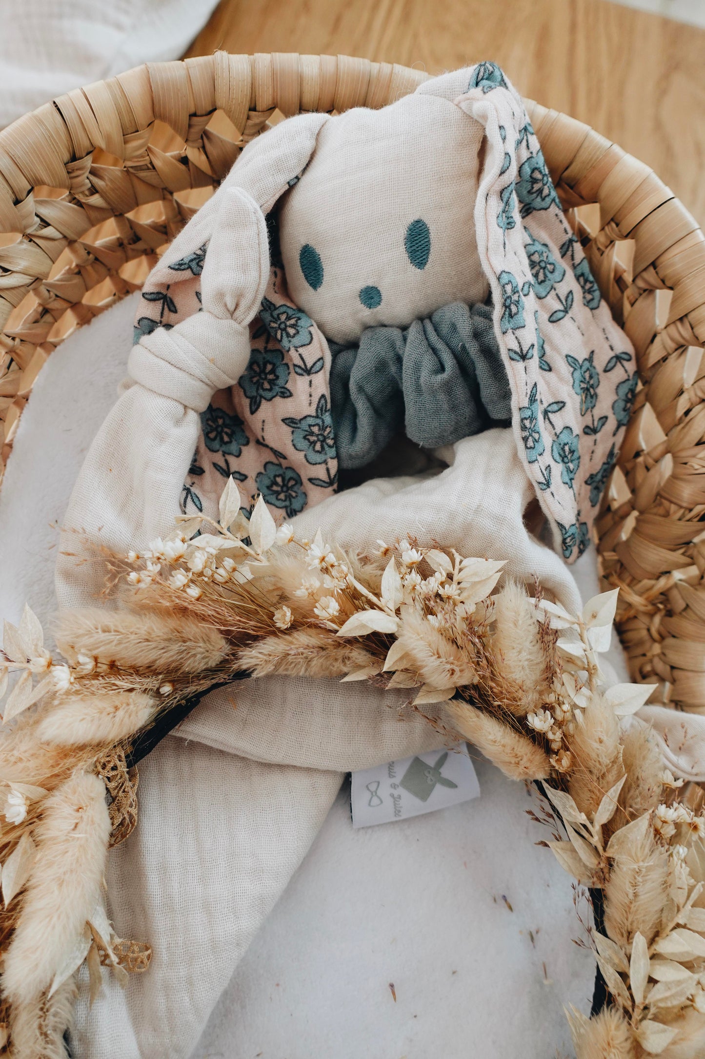 Doudou lange Gaufrette - Turquoise Petals