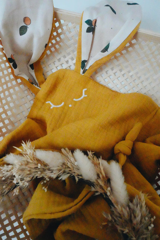 PROTOTYPE - Doudou Lange Cocooning Noeuds - Crème d'Abricots