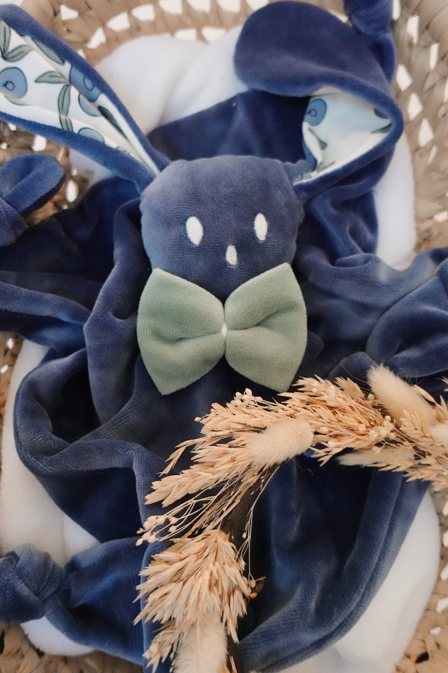 Doudou Velours Câlin Noeuds - Blueberries