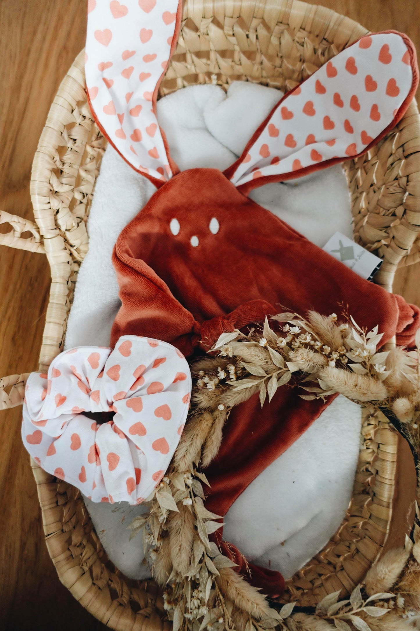 Doudou Velours Mini Noeuds - Coeurs