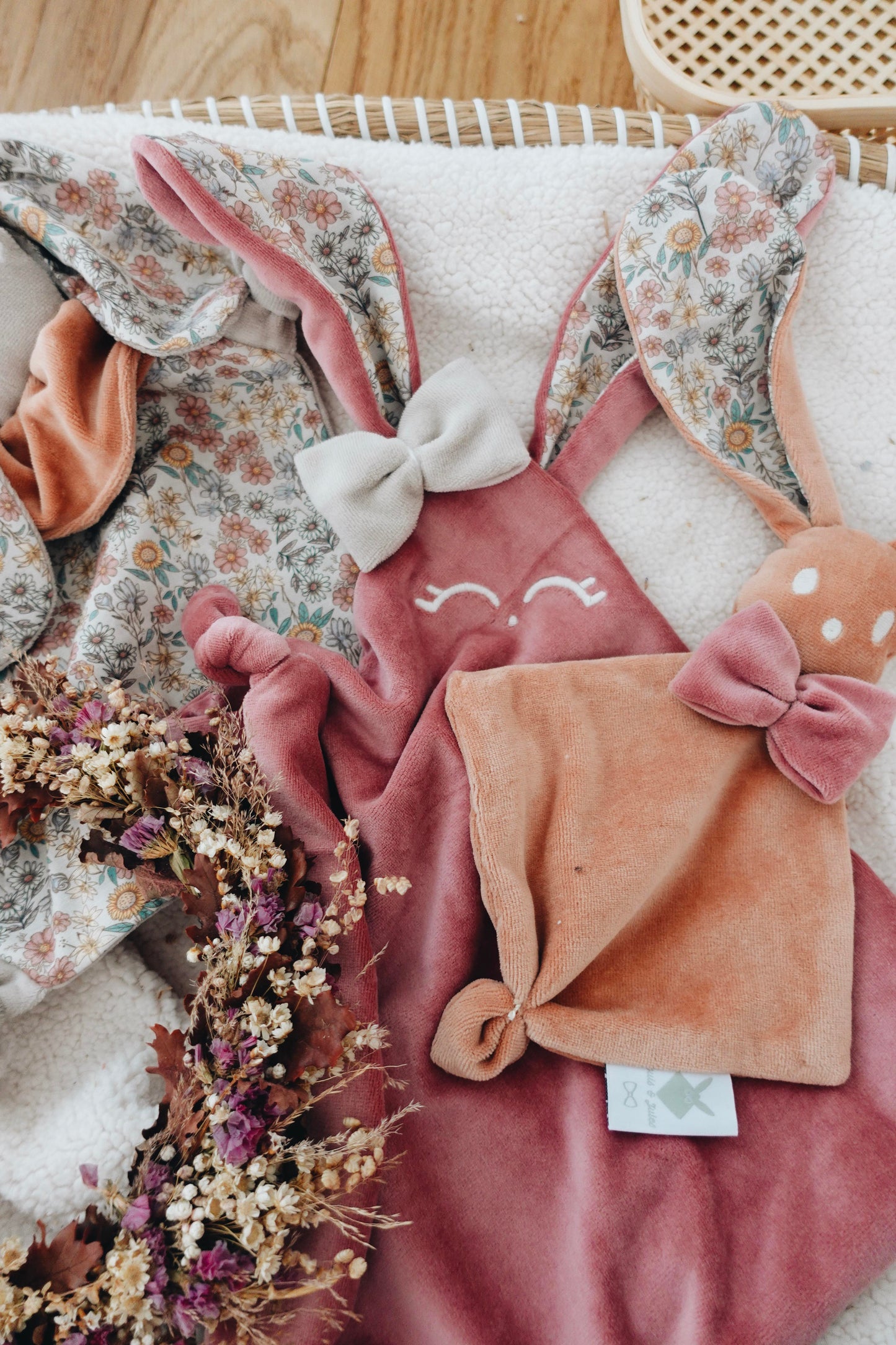 Doudou Velours Classique Noeuds - Fleurs des Champs