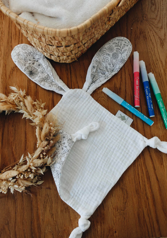 PROTOTYPE - Doudou Lange Mini Noeuds - Coloriages Fleurs