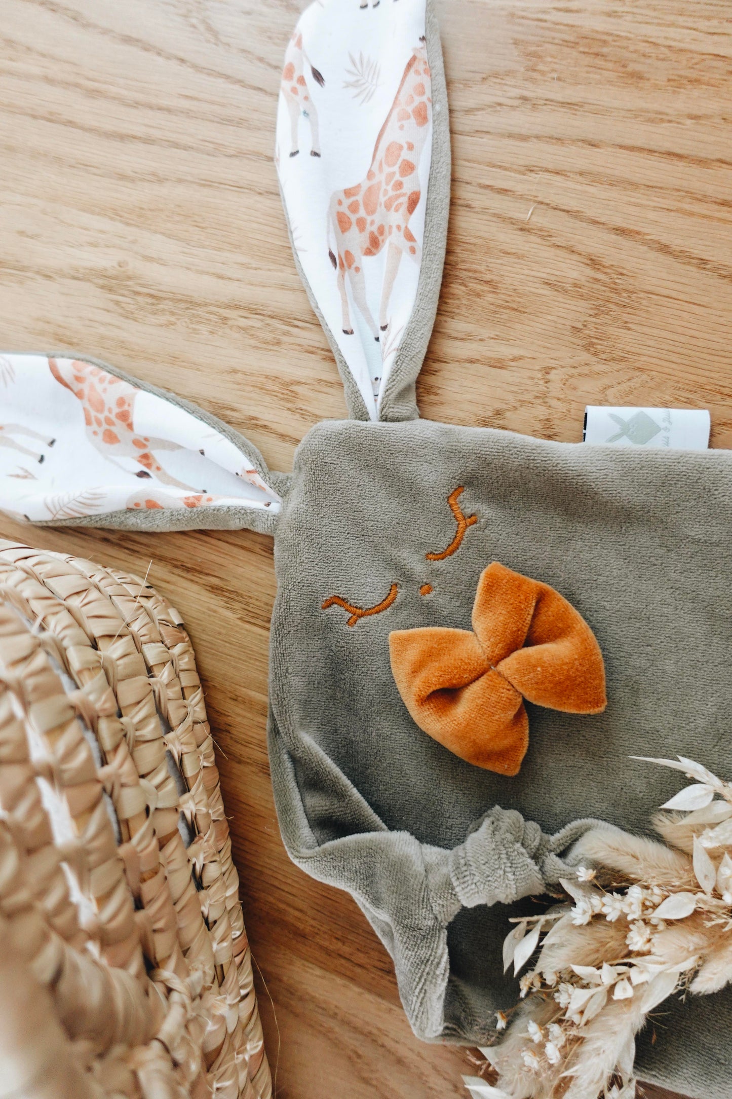PROTOTYPE - Doudou Velours Mini Noeuds - Girafes