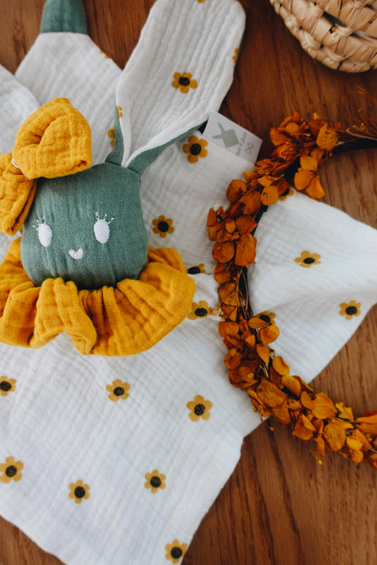 PROTOTYPE - Doudou Lange Câlin Noeuds - Yellow Daisies