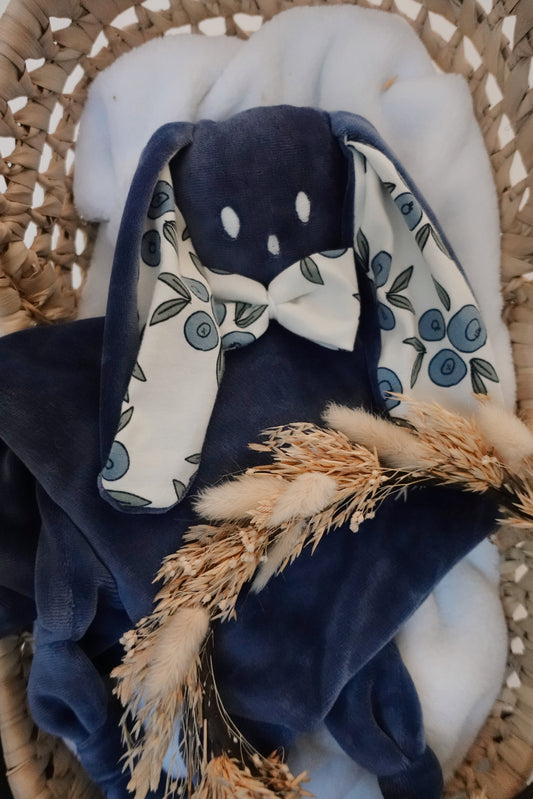 PROTOTYPE - Doudou Velours Câlin Noeuds - Blueberries