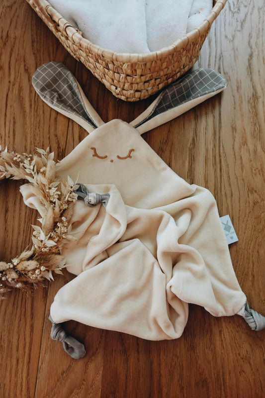 Doudou Velours Cocooning Noeuds - Checks and Bears Olive