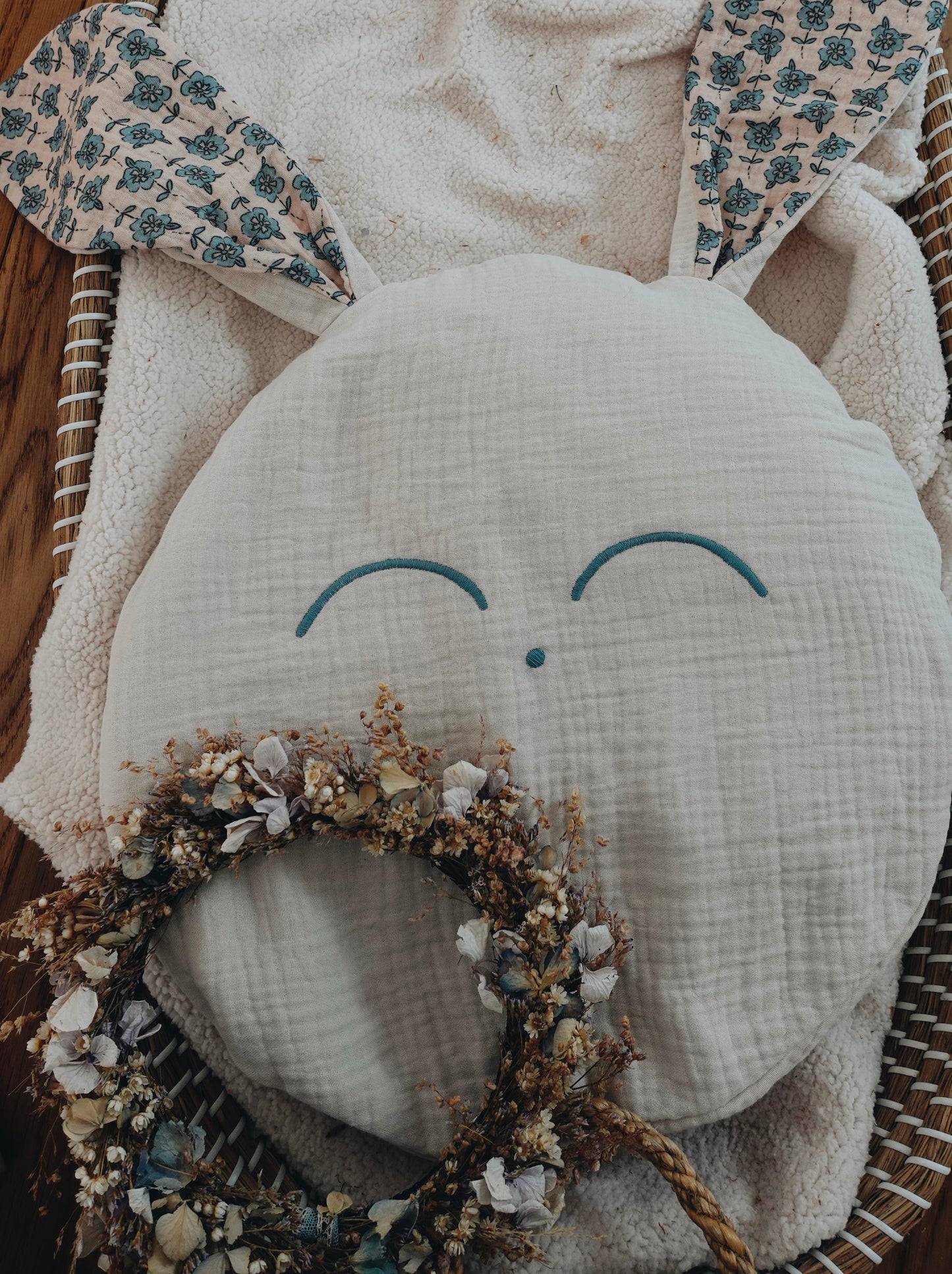 Petit Coussin Lange - Turquoise Petals