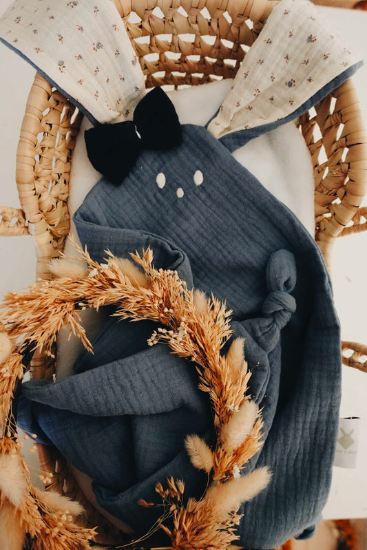 PROTOTYPE - Doudou Lange Cocooning Noeuds - Blue Leaves