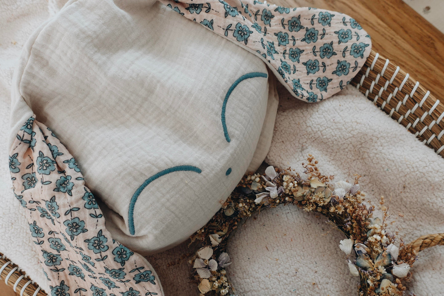 Petit Coussin Lange - Turquoise Petals