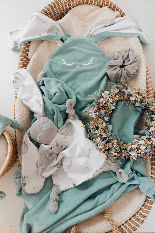 PROTOTYPE - Couverture Eponge Noeuds 60x60cm - Aqua