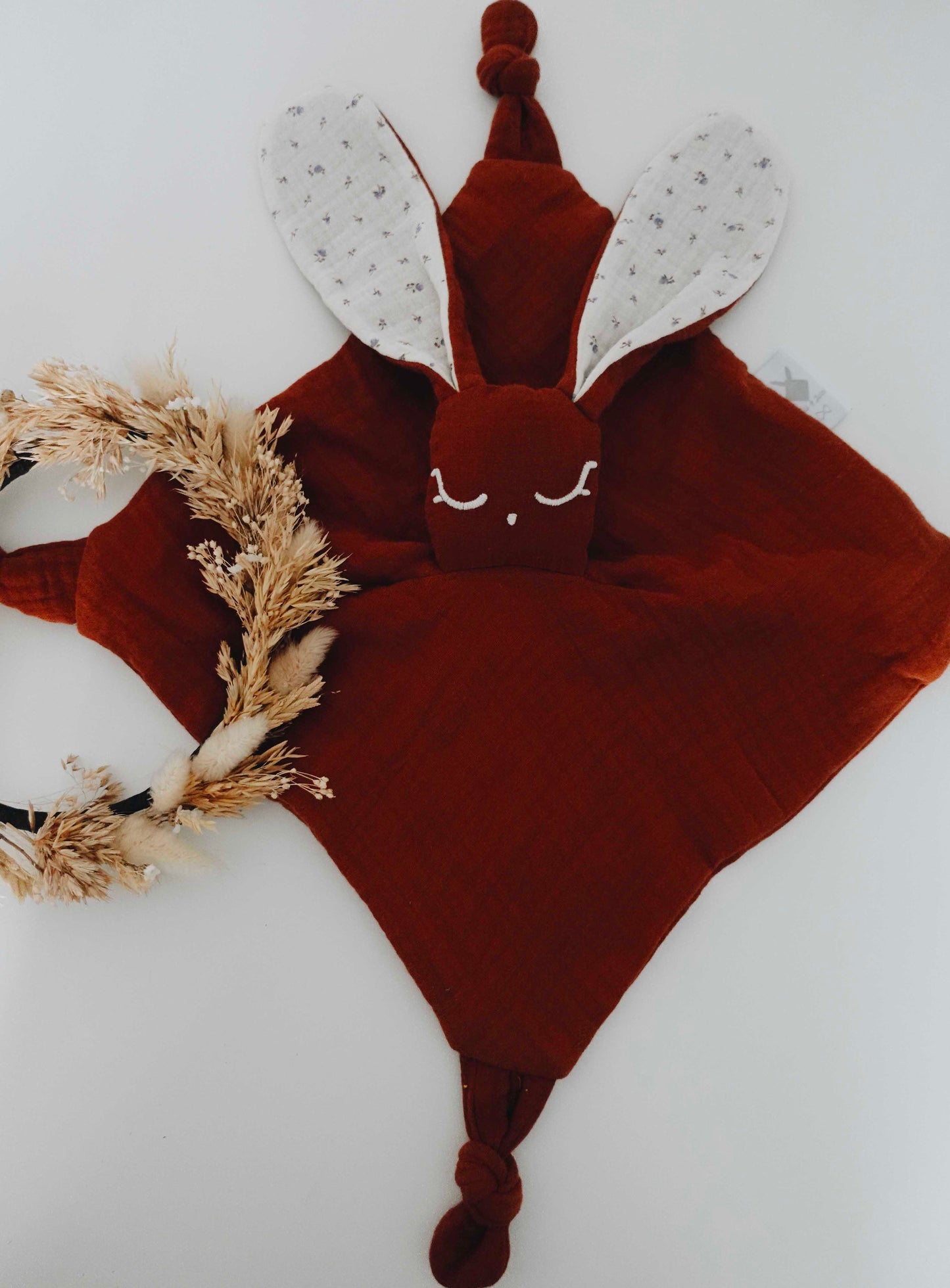 PROTOTYPE - Doudou Lange Câlin Noeuds - Blue Leaves