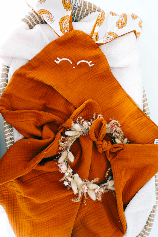 Couverture Lange Noeuds 60x60cm - Flower Rainbow