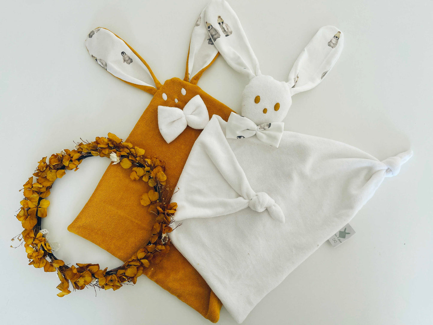 PROTOTYPE - Doudou Eponge Classique - Pingouins Jaune