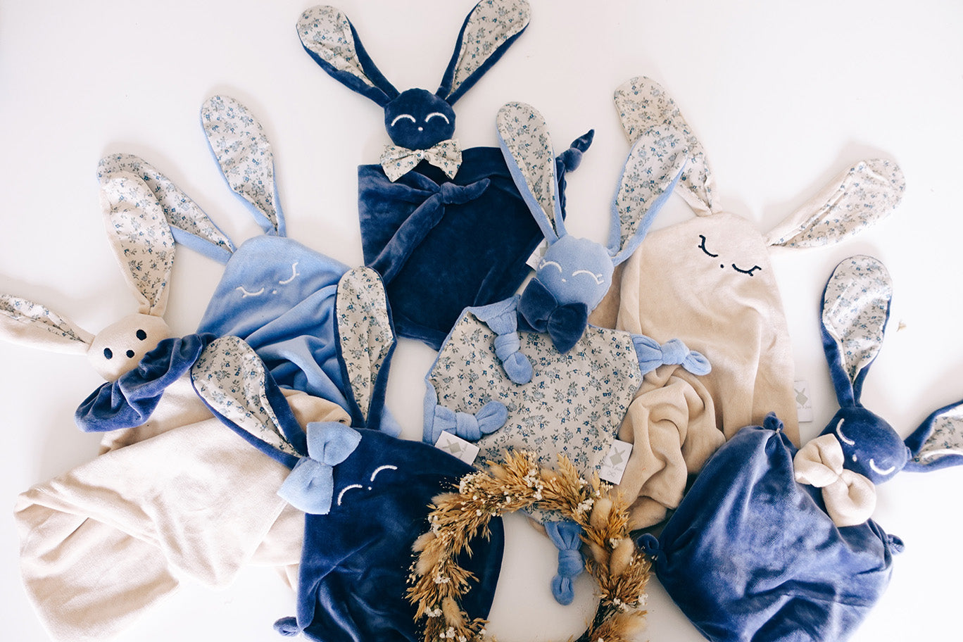 PROTOTYPE - Doudou Velours Cocooning - Bleu de Chine