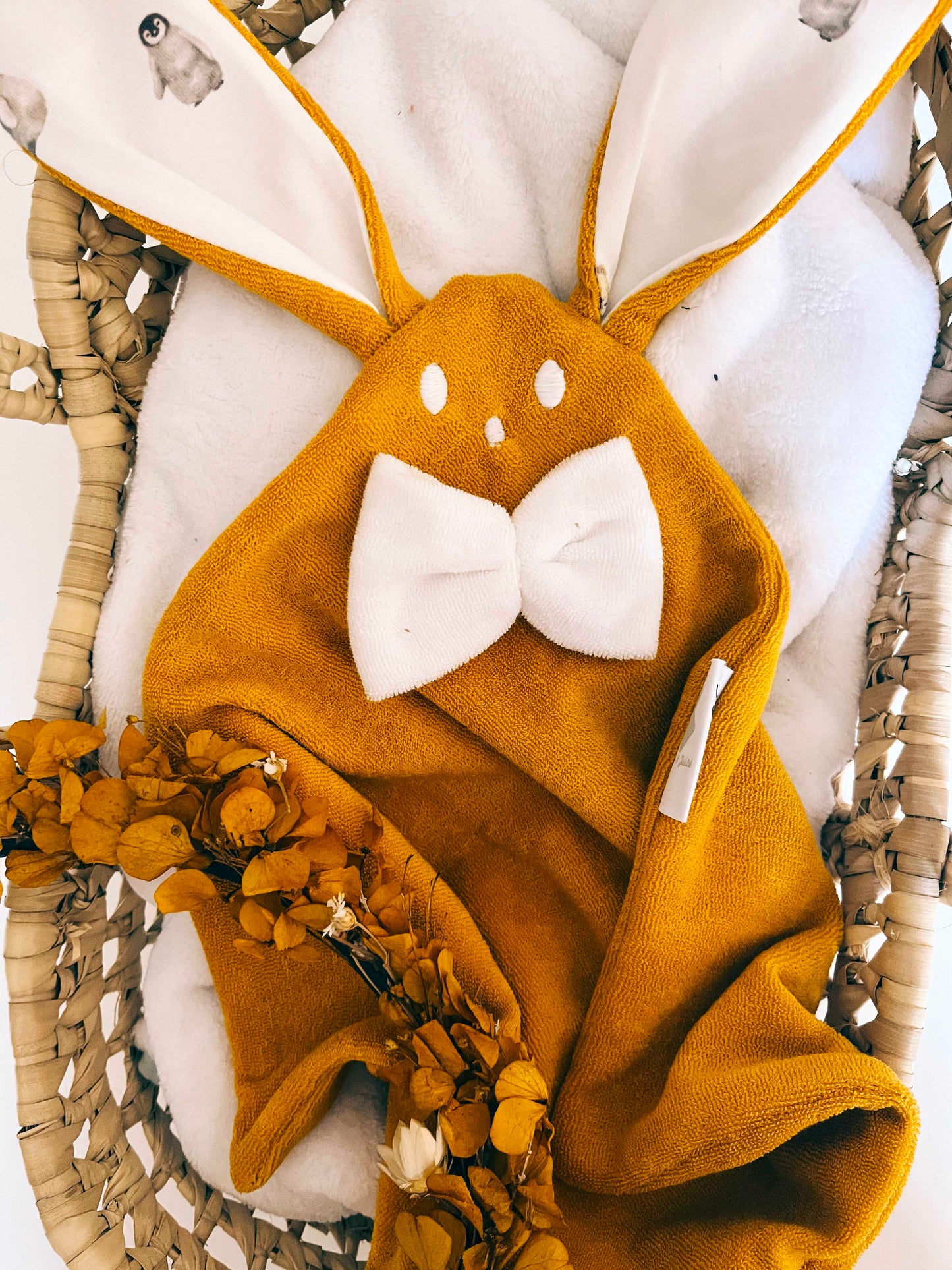 Doudou Eponge Classique - Pingouins Jaune