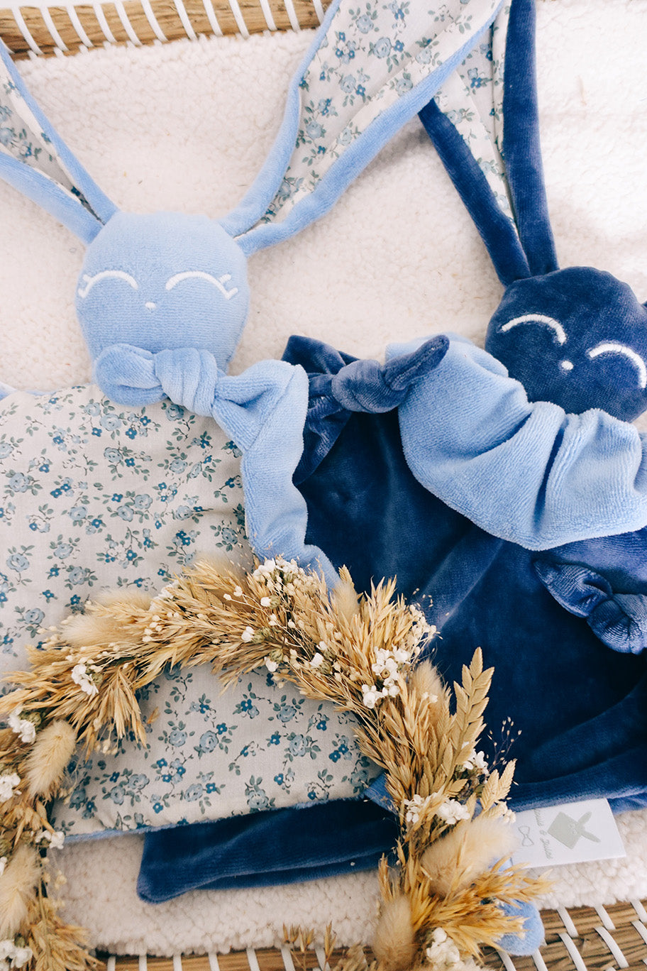 PROTOTYPE - Doudou Velours Gaufrette - Bleu de Chine
