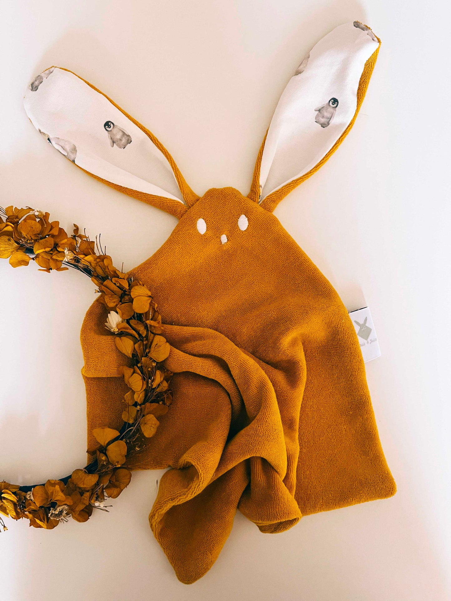 PROTOTYPE - Doudou Eponge Classique - Pingouins Jaune