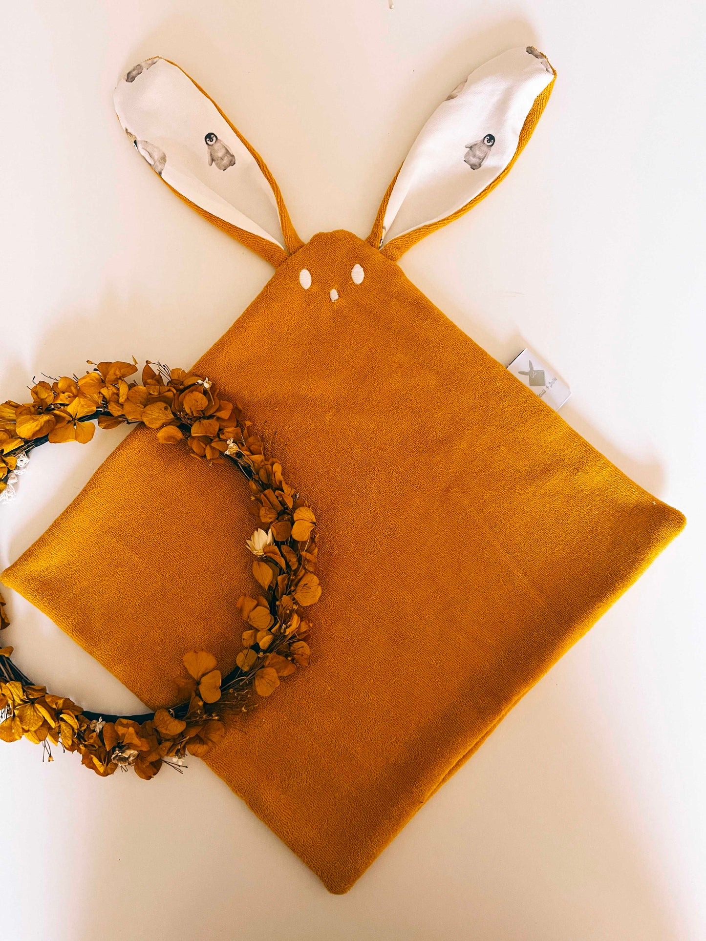 PROTOTYPE - Doudou Eponge Classique - Pingouins Jaune
