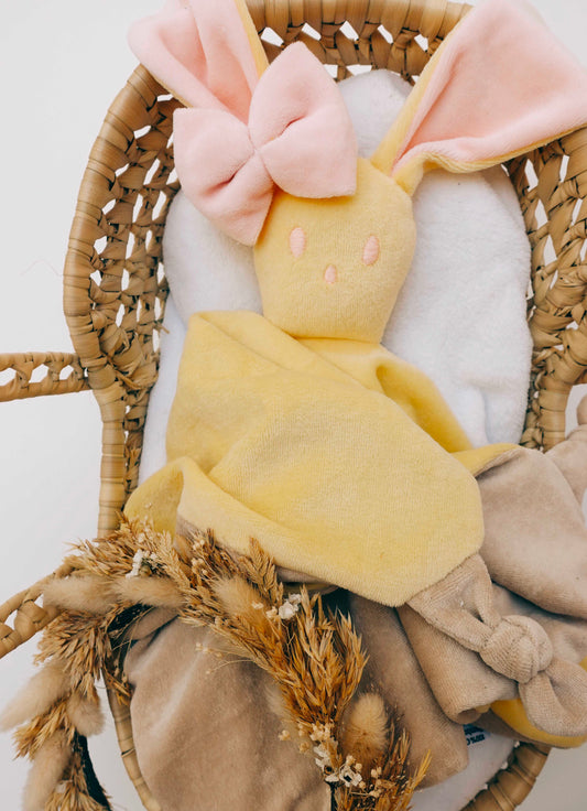 Doudou Velours Câlin avec noeuds - Color Block Pastel Mimosas