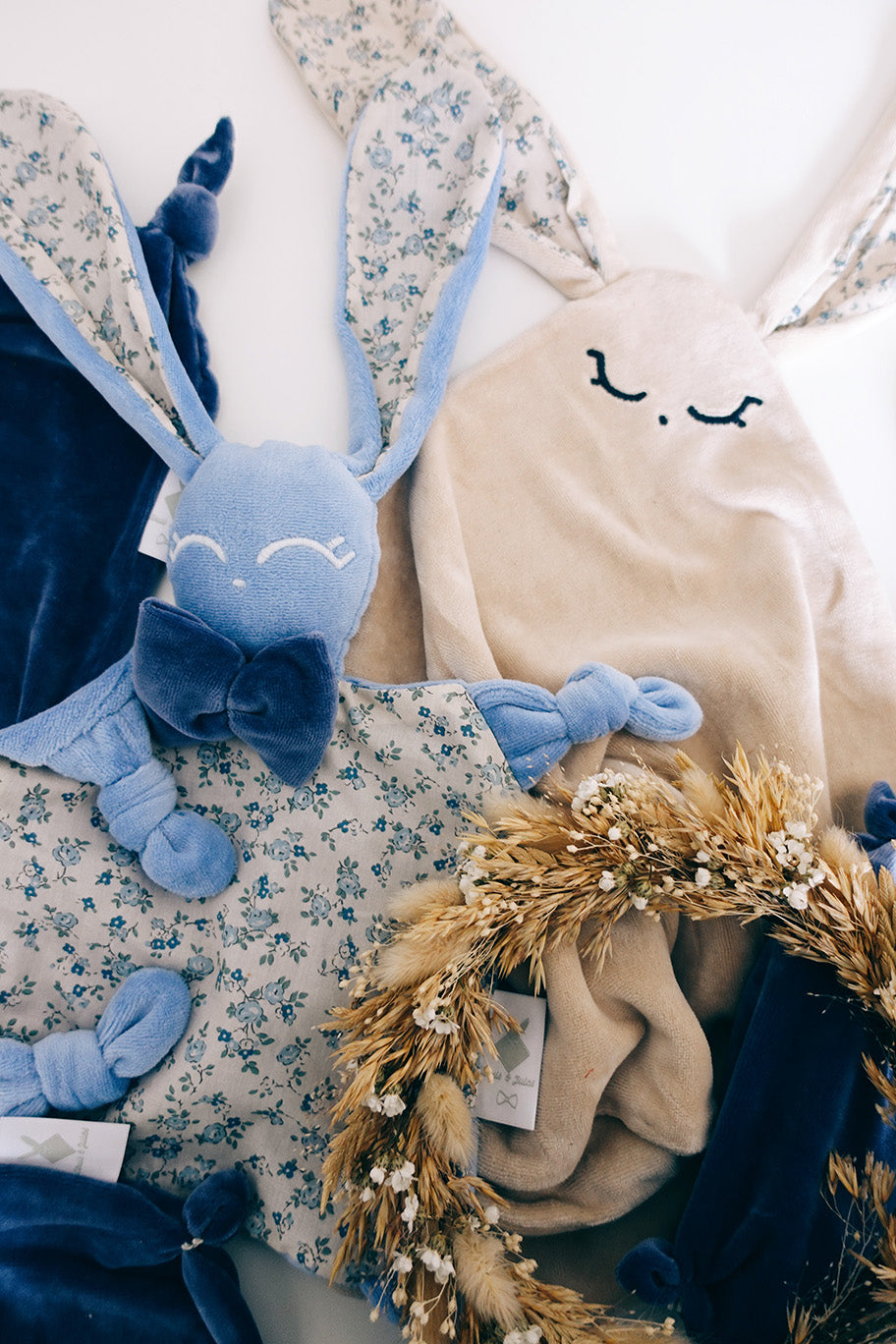 PROTOTYPE - Doudou Velours Cocooning - Bleu de Chine