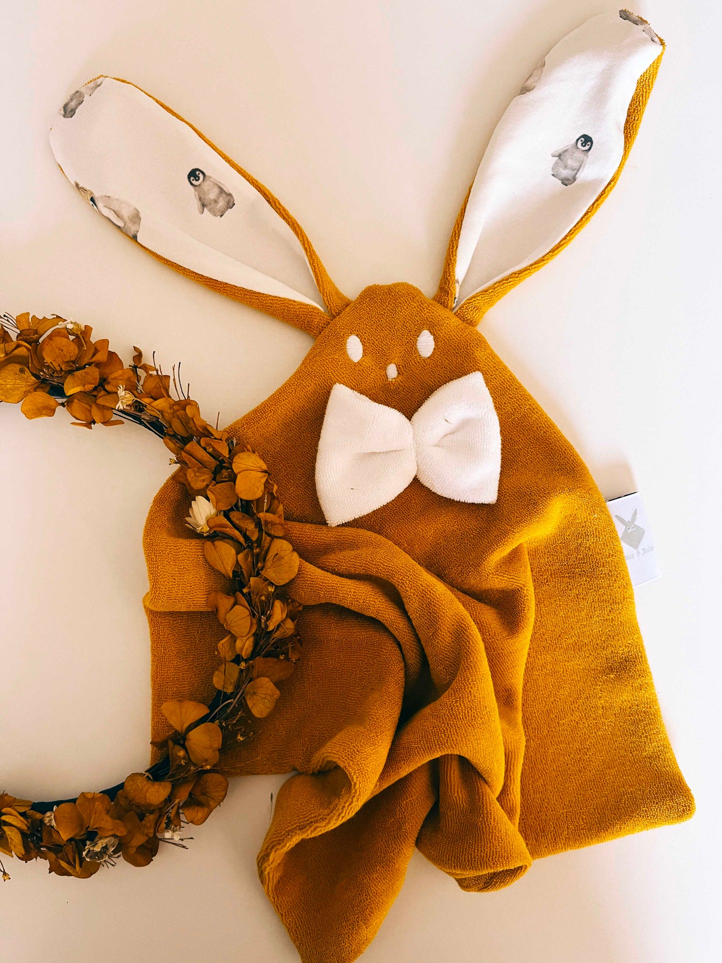 PROTOTYPE - Doudou Eponge Classique - Pingouins Jaune