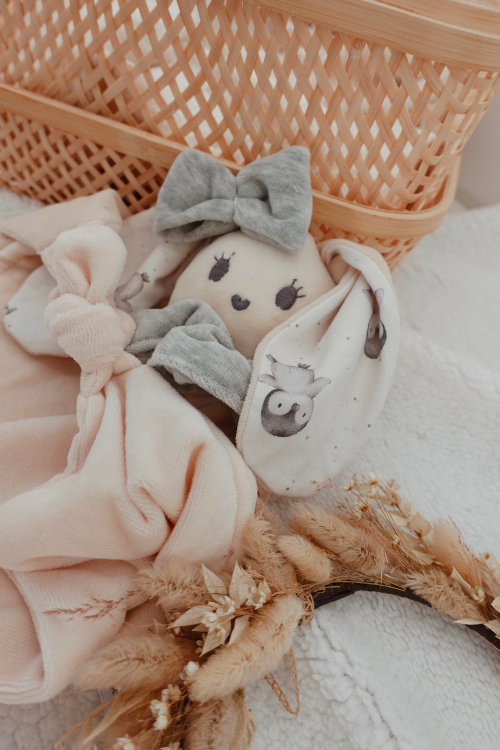 Doudou Velours Câlin Noeuds - Pinguins