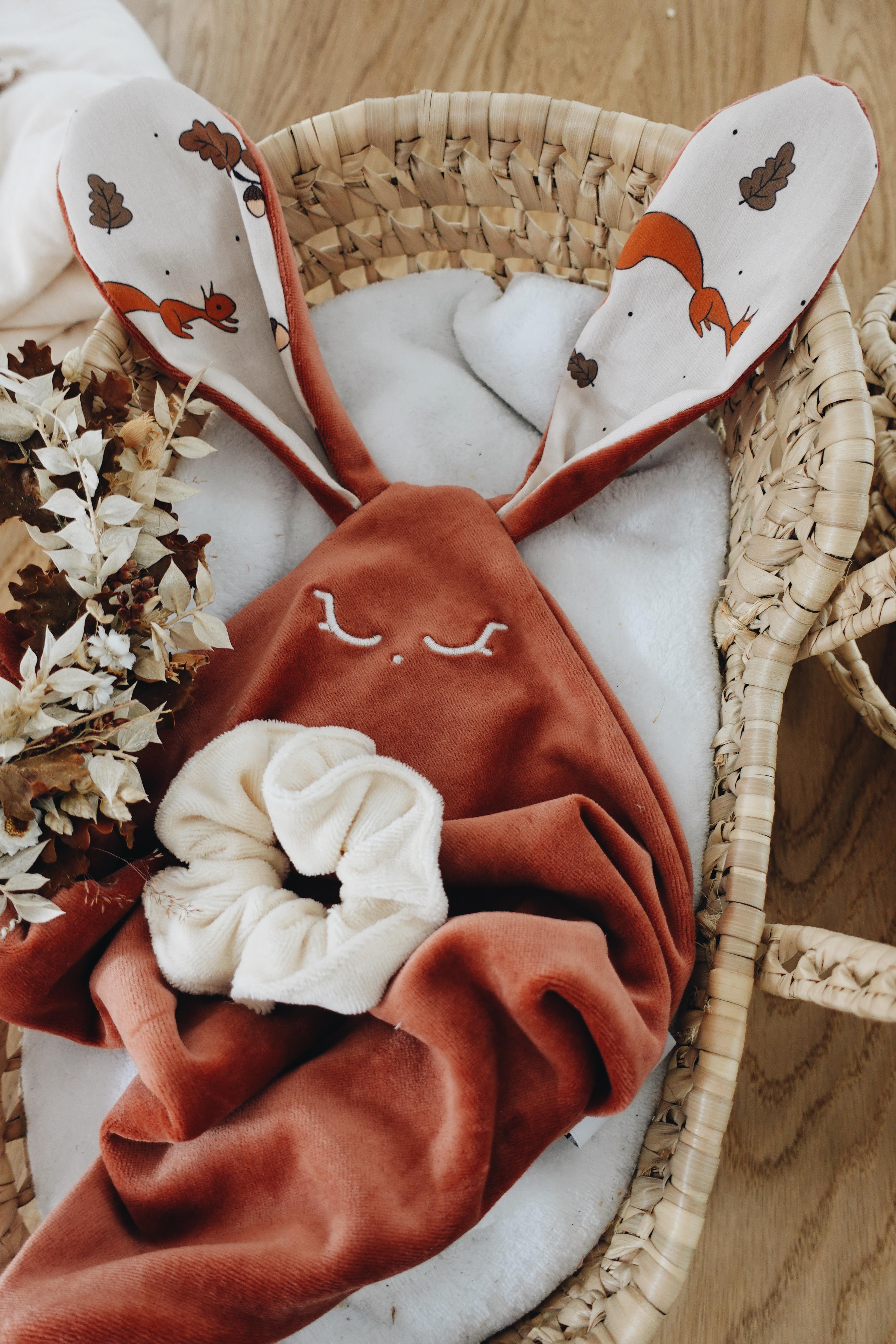 PROTOTYPE - Doudou Velours Classique Noeuds - Ecureuil