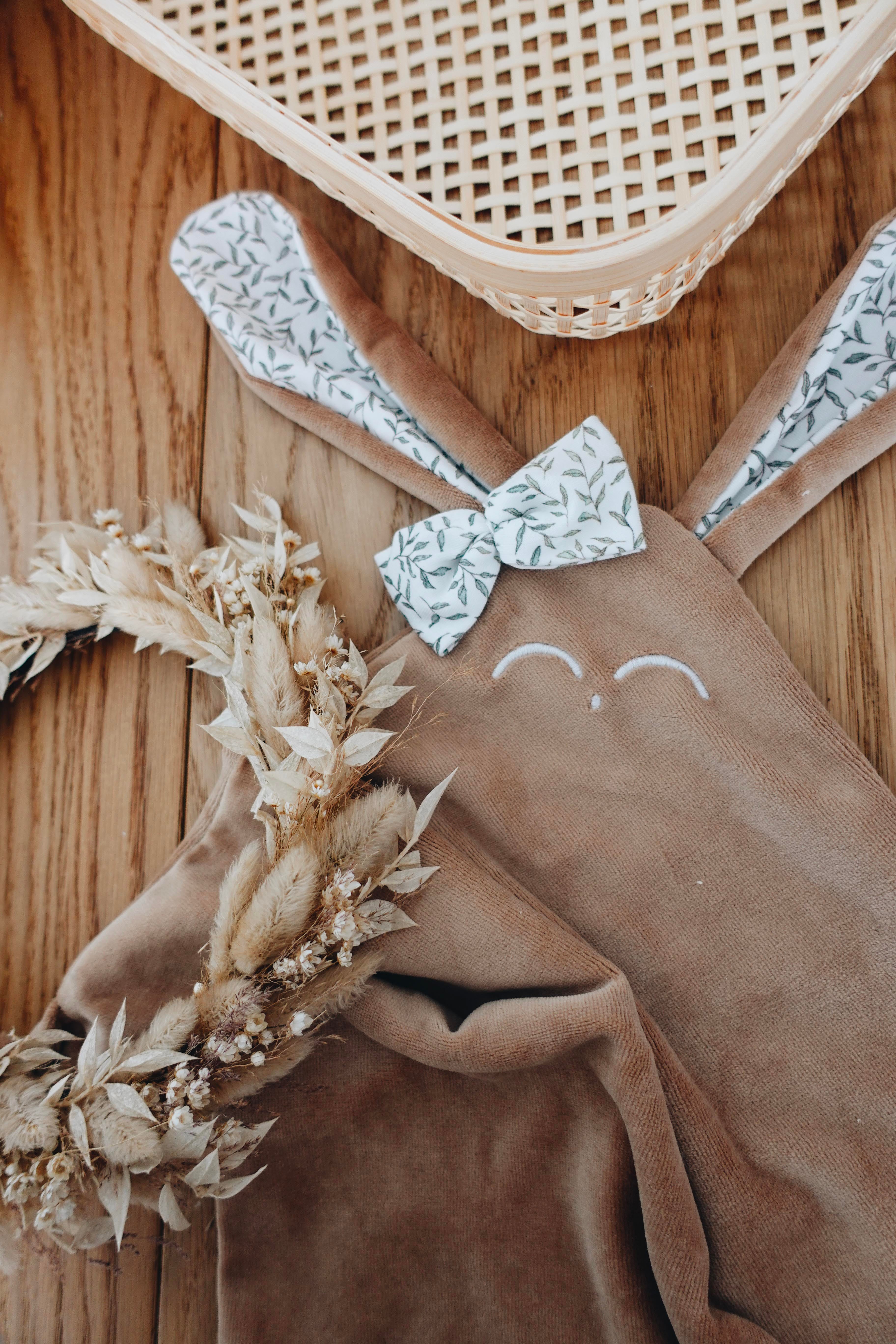 Doudou Velours Classique Noeuds - Green Leaves