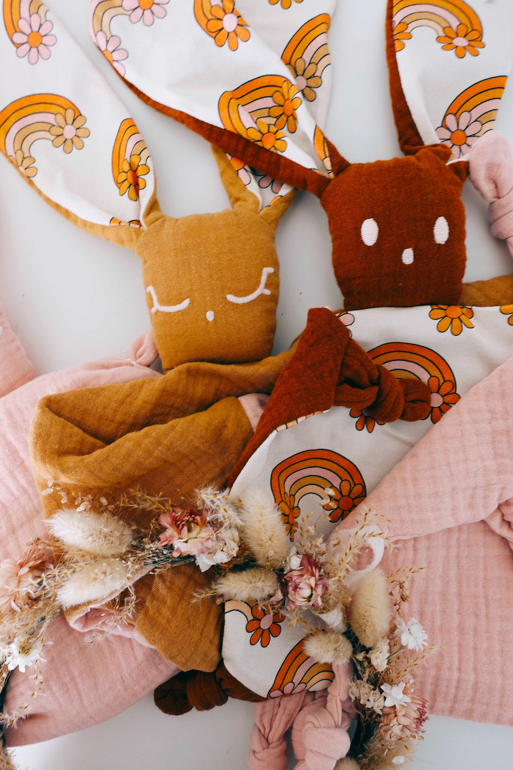 Doudou Lange Câlin Noeuds - Flower Rainbow