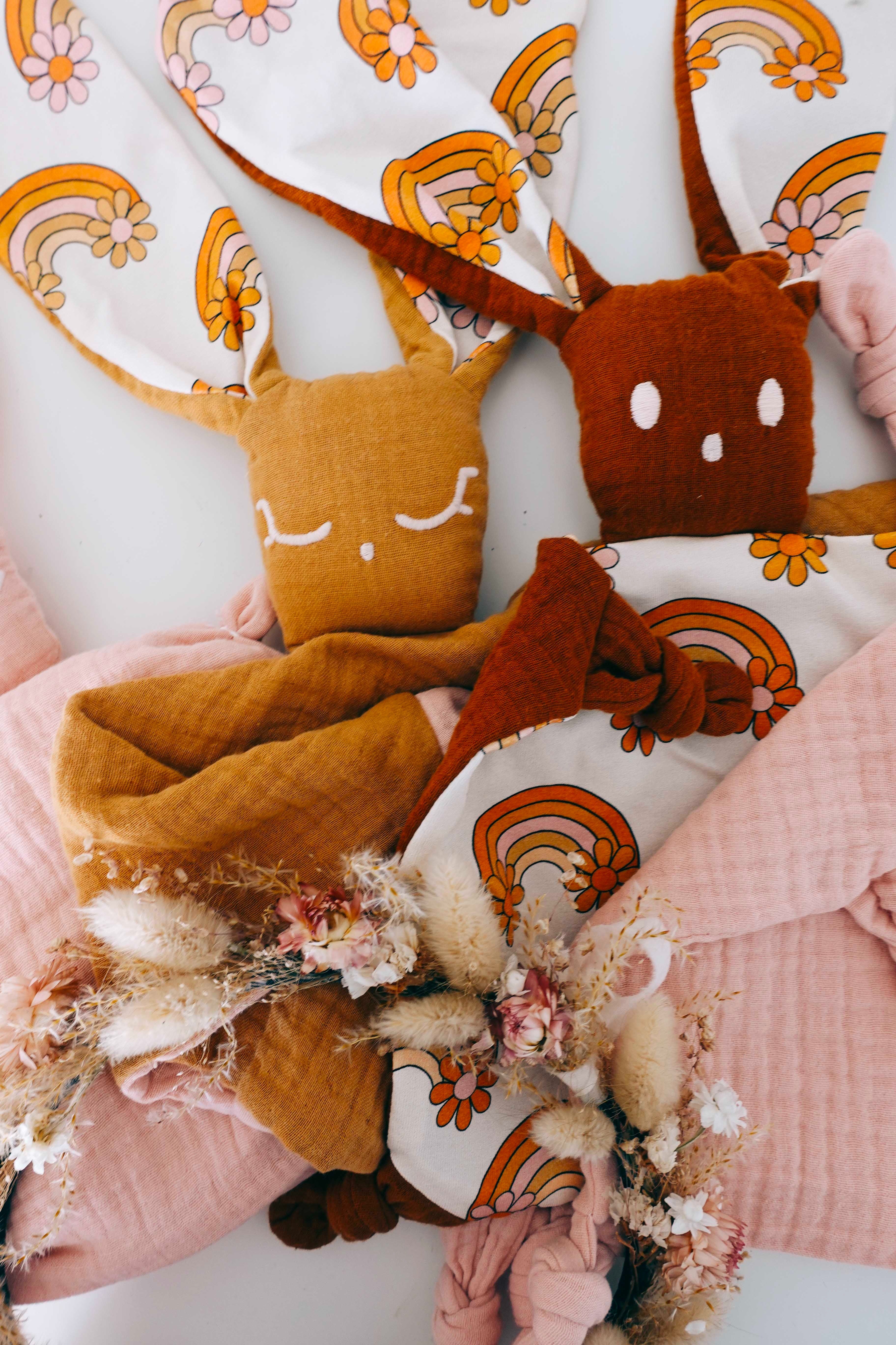 Doudou Lange Câlin Noeuds - Flower Rainbow