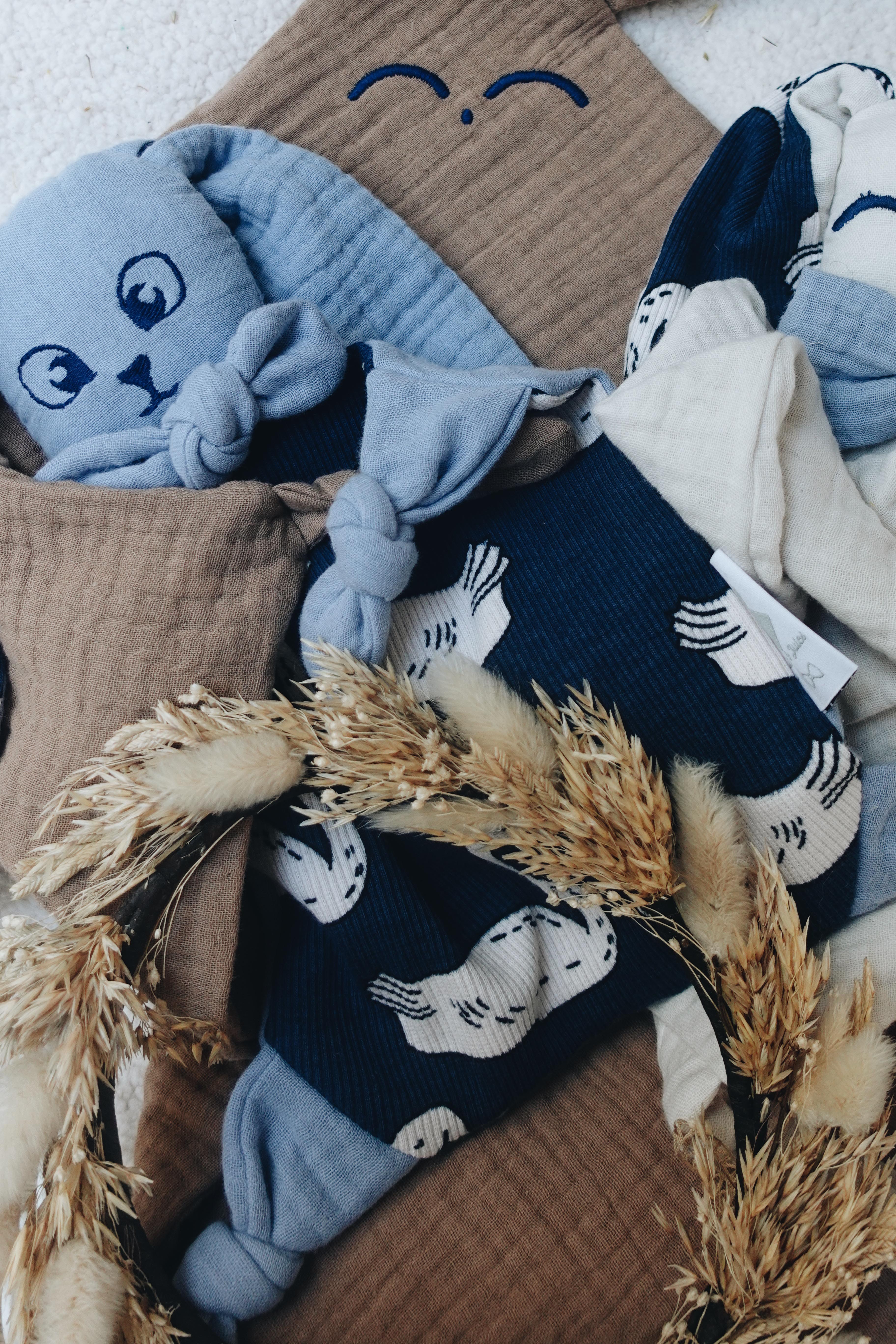 Doudou Lange Cocooning Noeuds - Blue Swan
