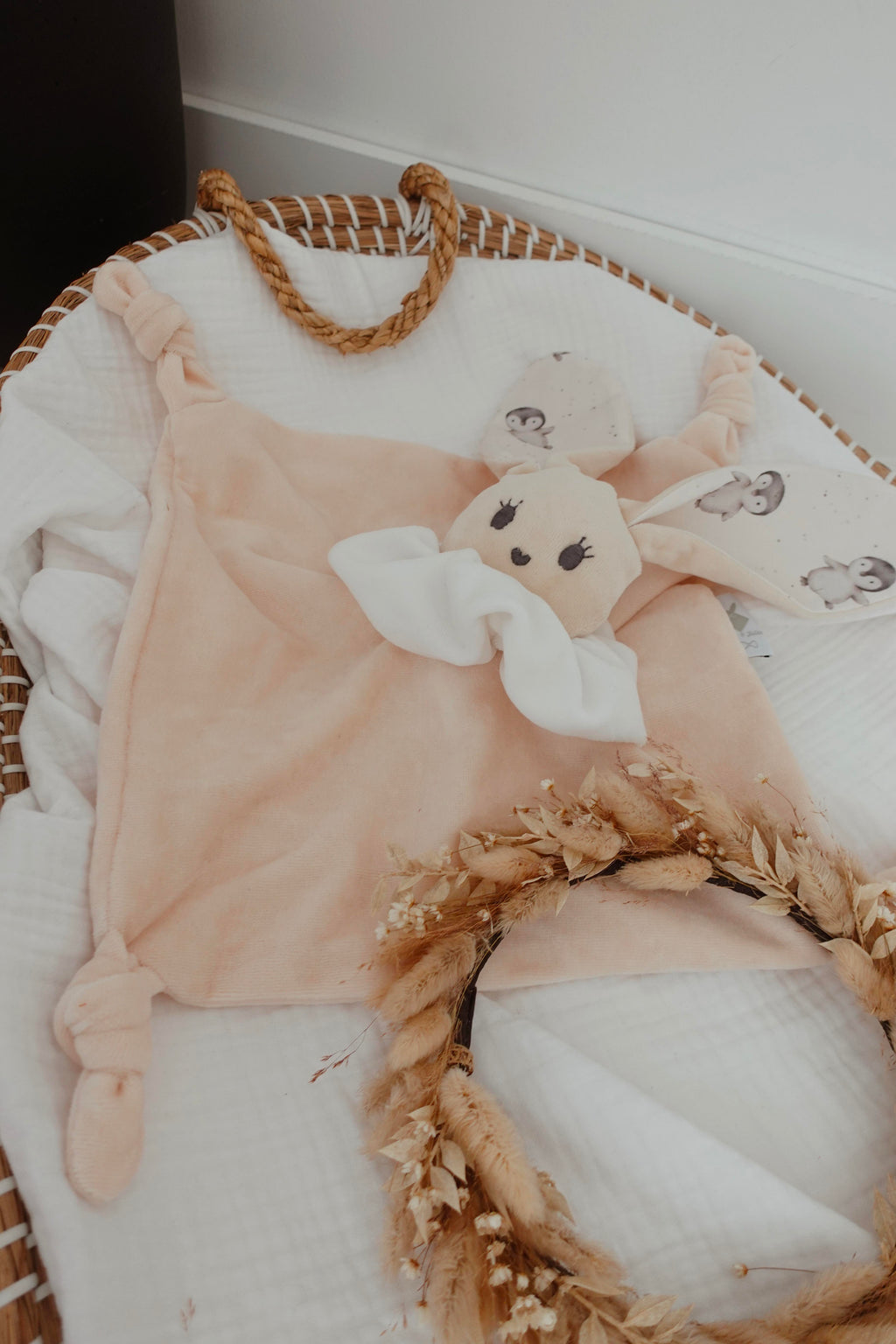 Doudou Velours Câlin Noeuds - Pinguins