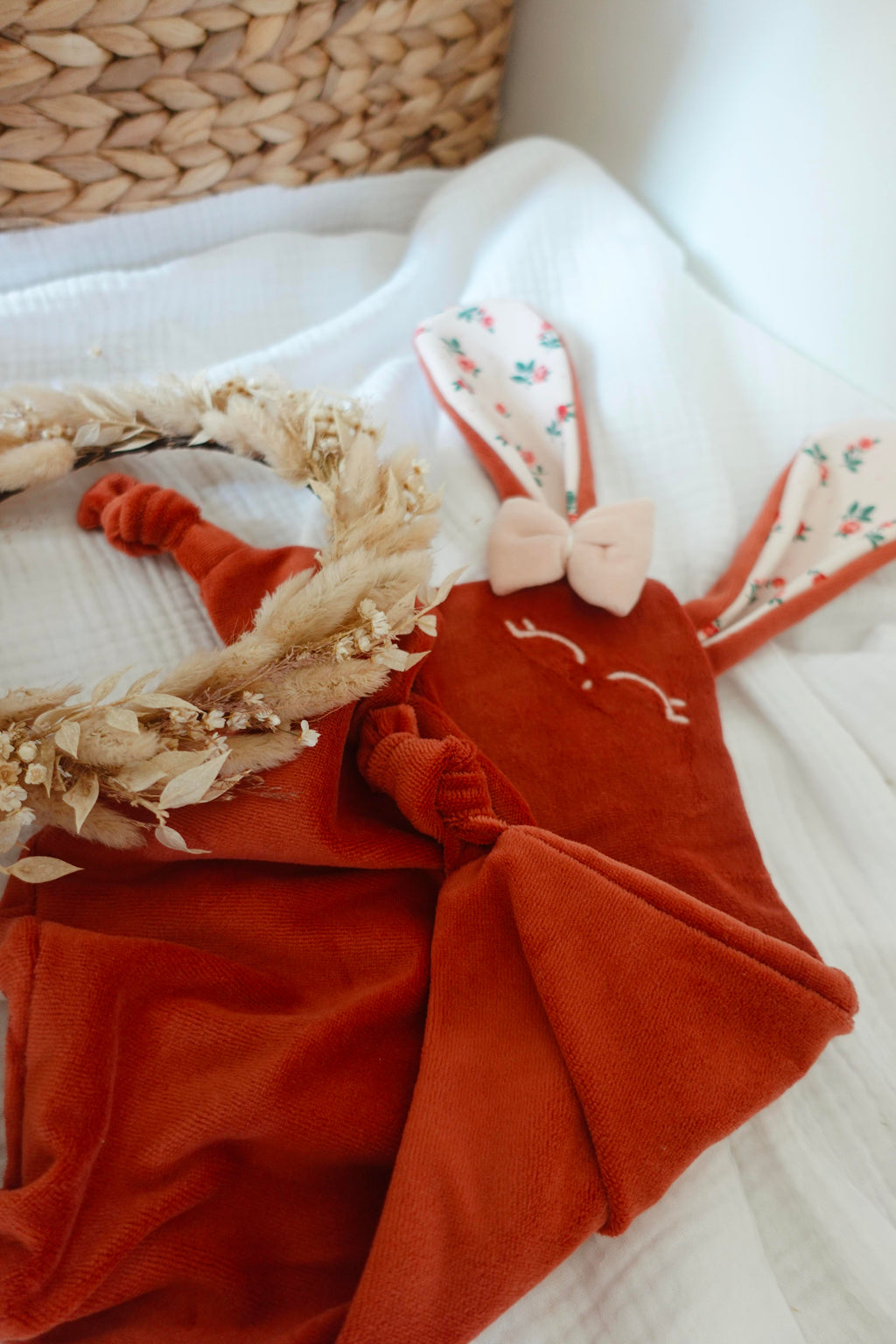 Doudou Velours Classique Noeuds - Pink Roses