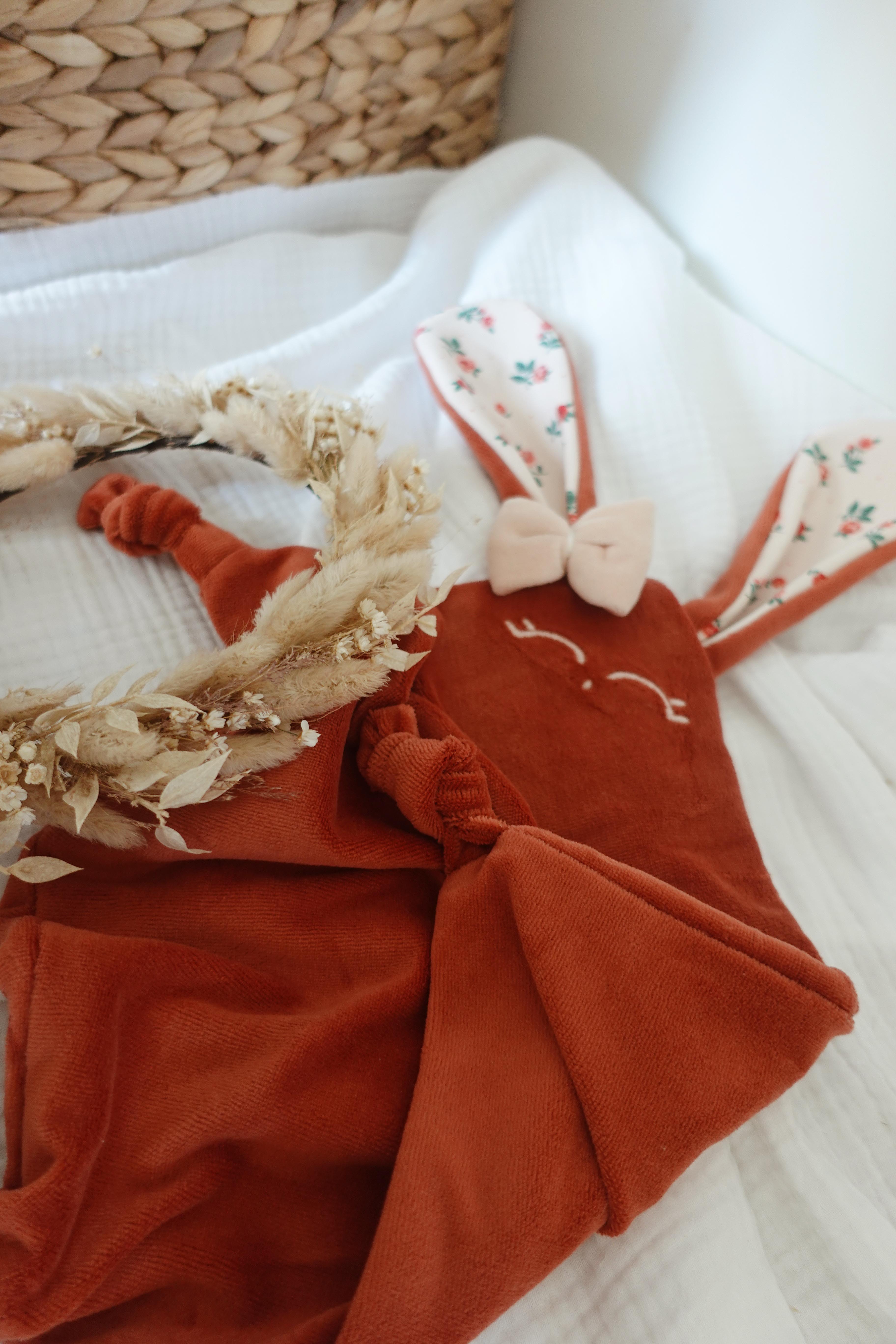 Doudou Velours Classique Noeuds - Pink Roses