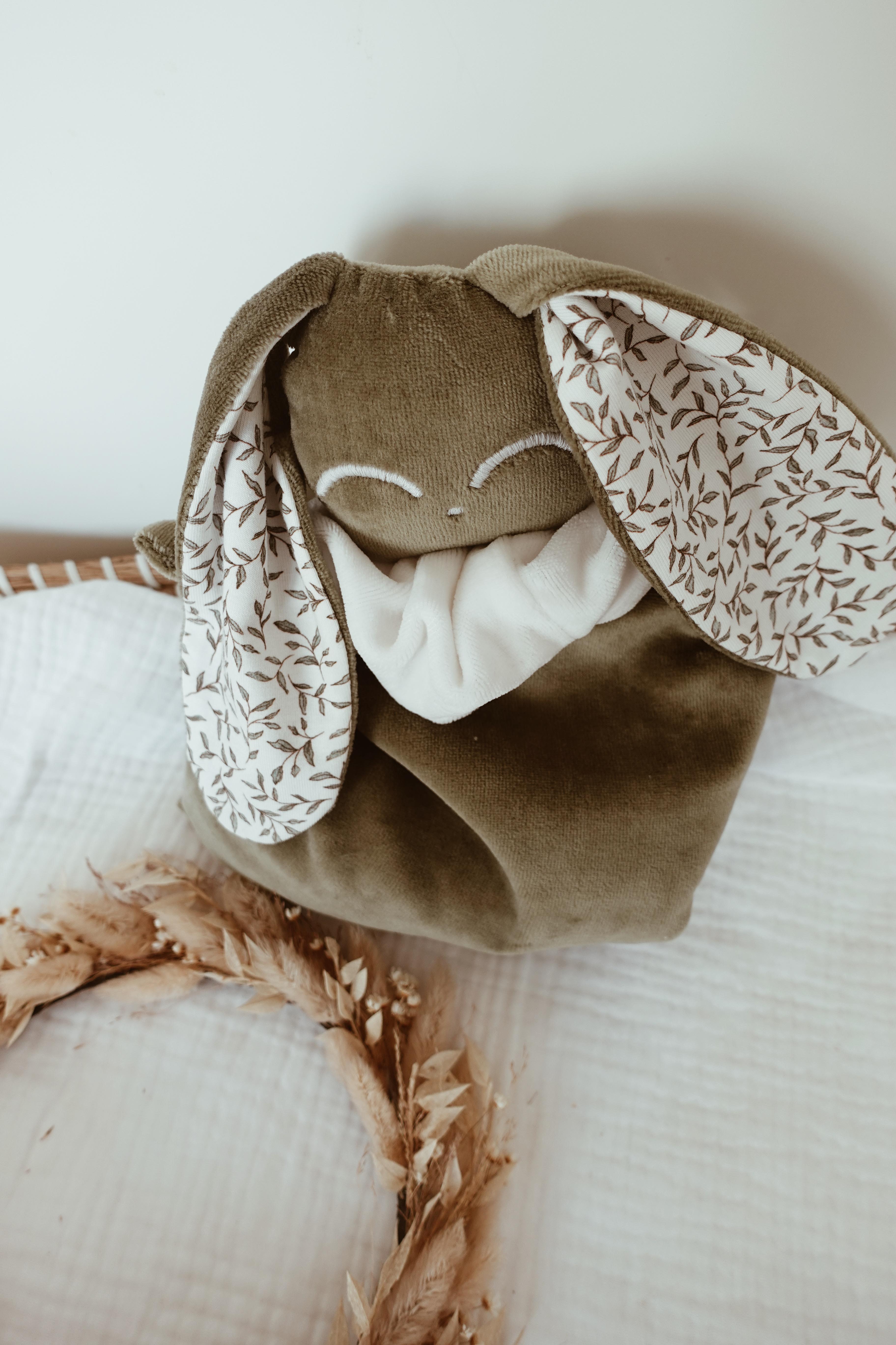 Bouillotte noyaux de cerise Velours - Green Leaves