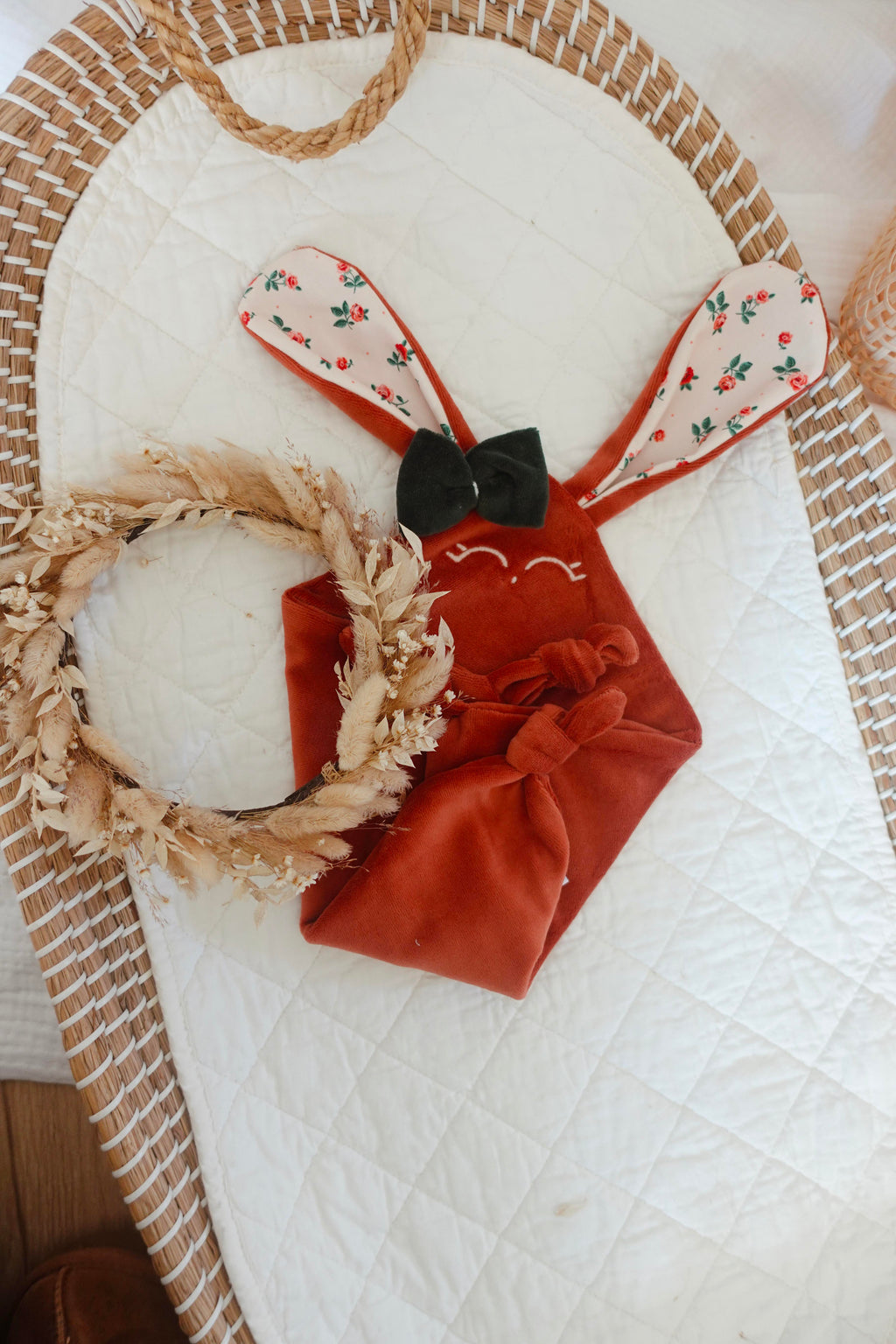 Doudou Velours Classique Noeuds - Pink Roses