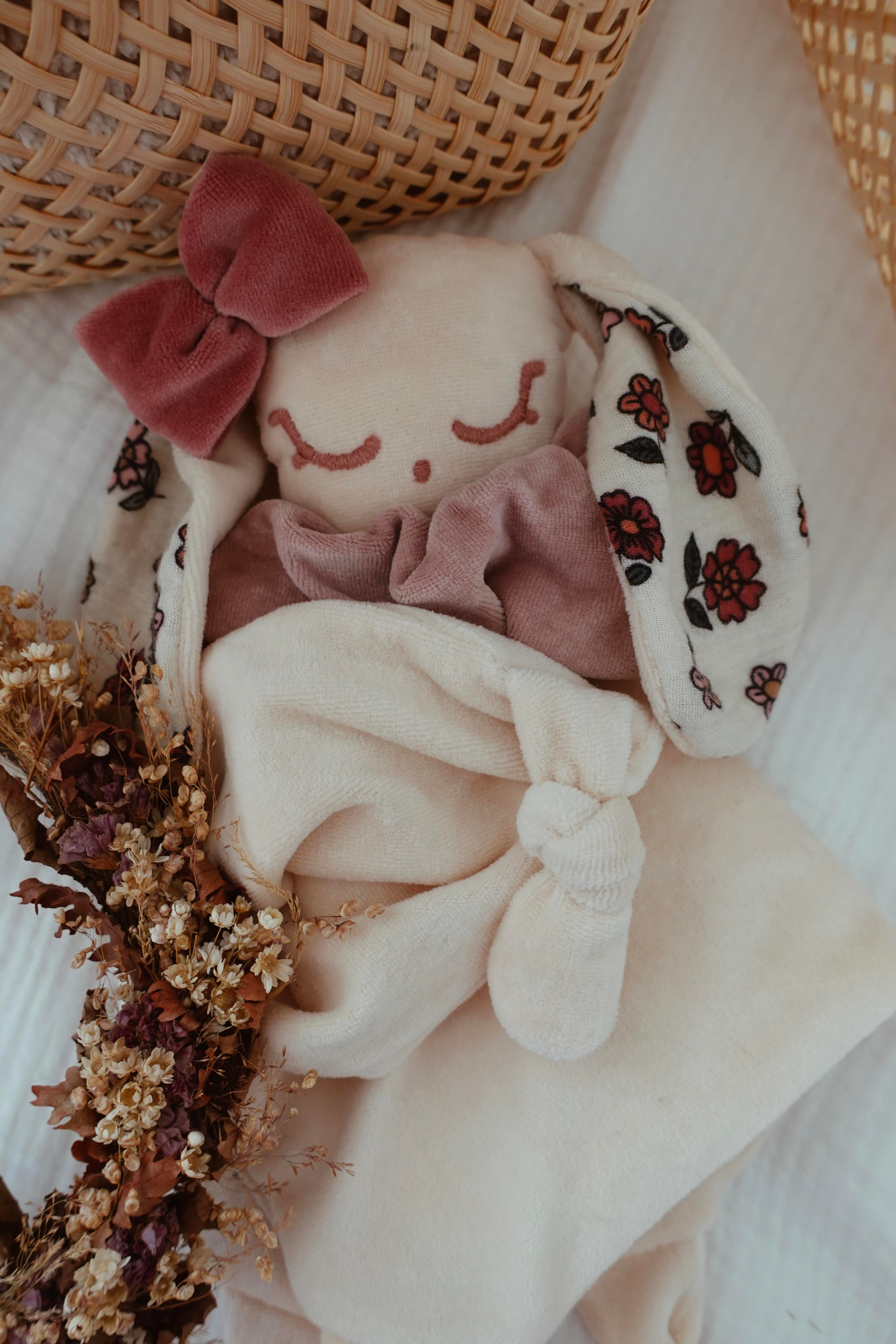Doudou Velours Câlin Noeuds - Vintage Floral