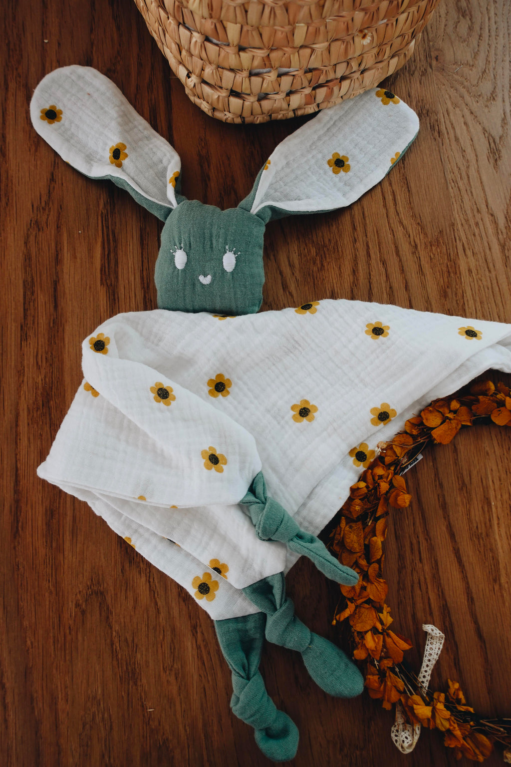 PROTOTYPE - Doudou Lange Câlin Noeuds - Yellow Daisies