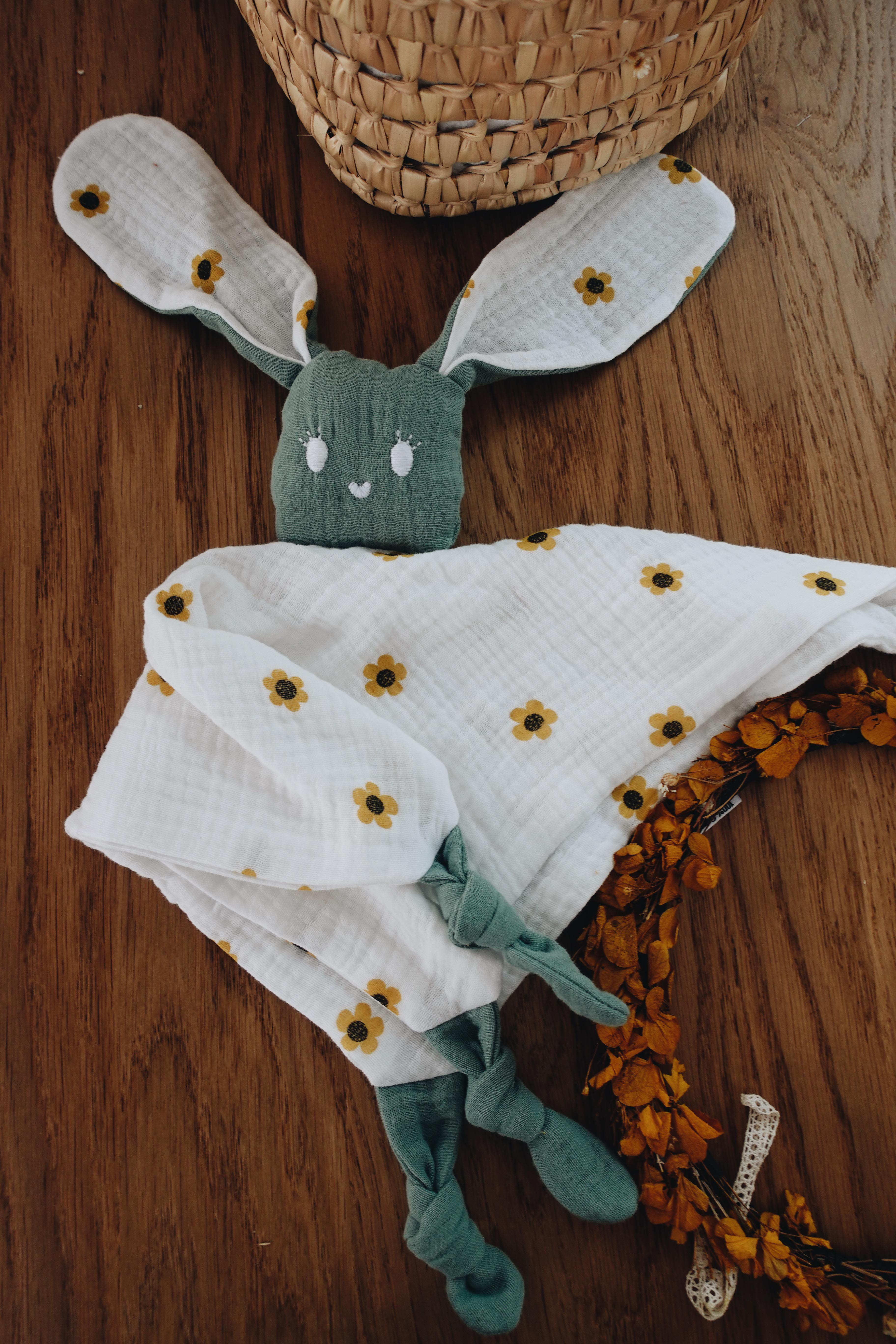 PROTOTYPE - Doudou Lange Câlin Noeuds - Yellow Daisies