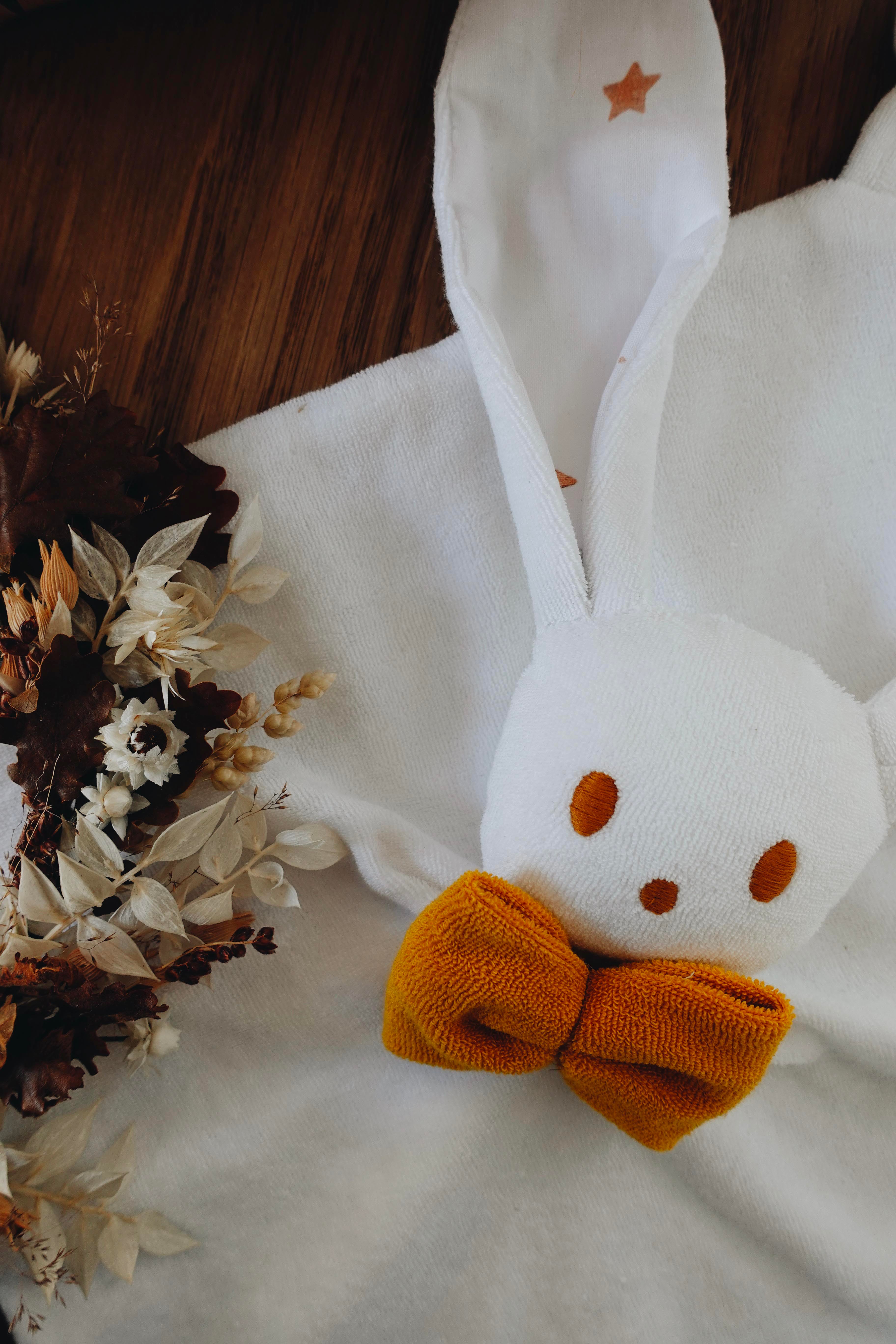 PROTOTYPE - Doudou Eponge Câlin Noeuds - Cygne étoilé