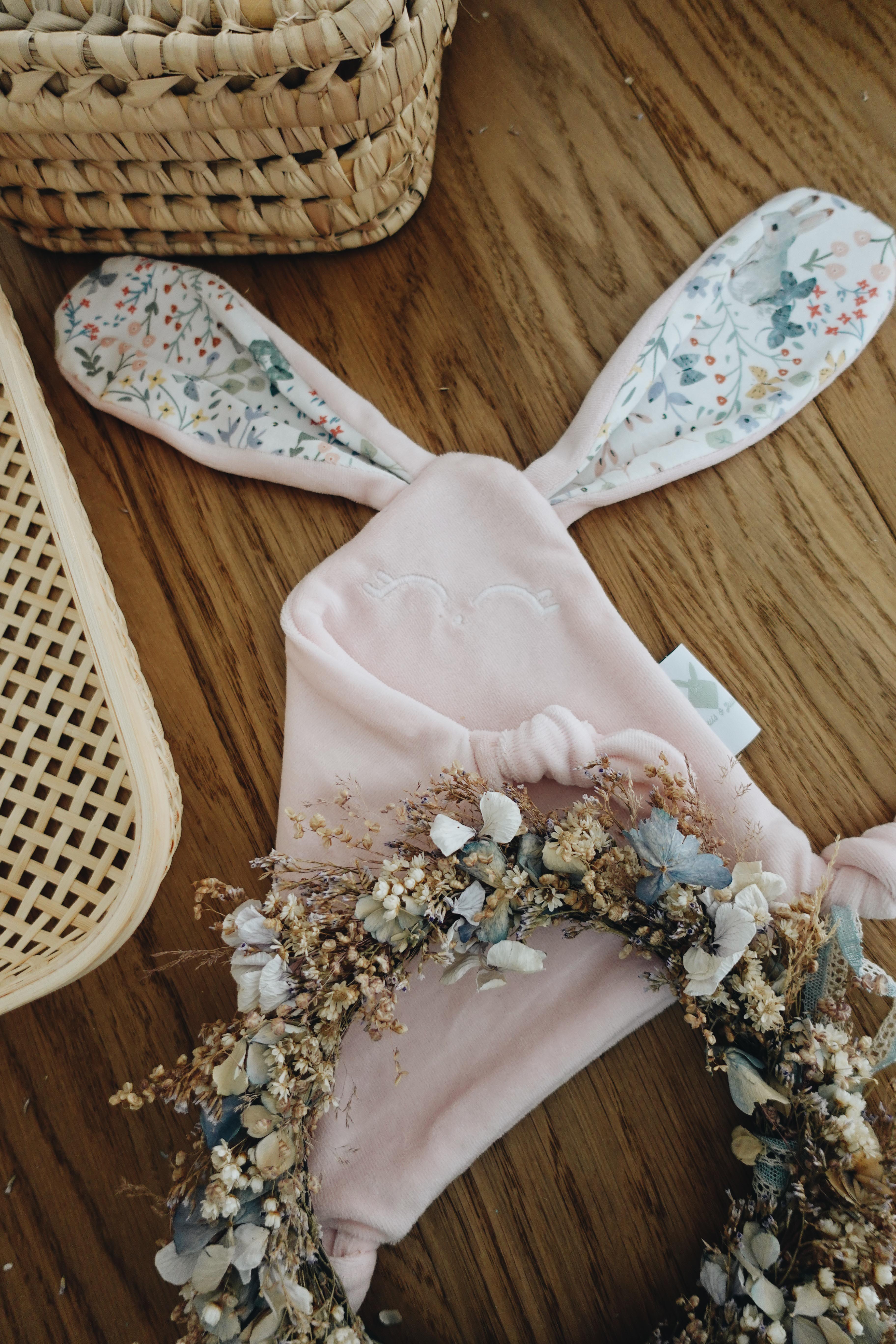 PROTOTYPE - Doudou Velours Mini Noeuds - Cottontails Blossom